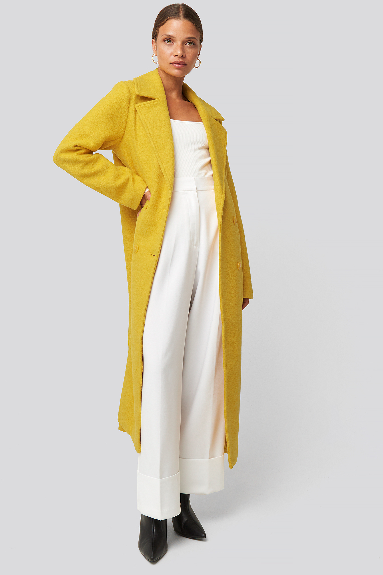 Double Breasted Long Coat Yellow