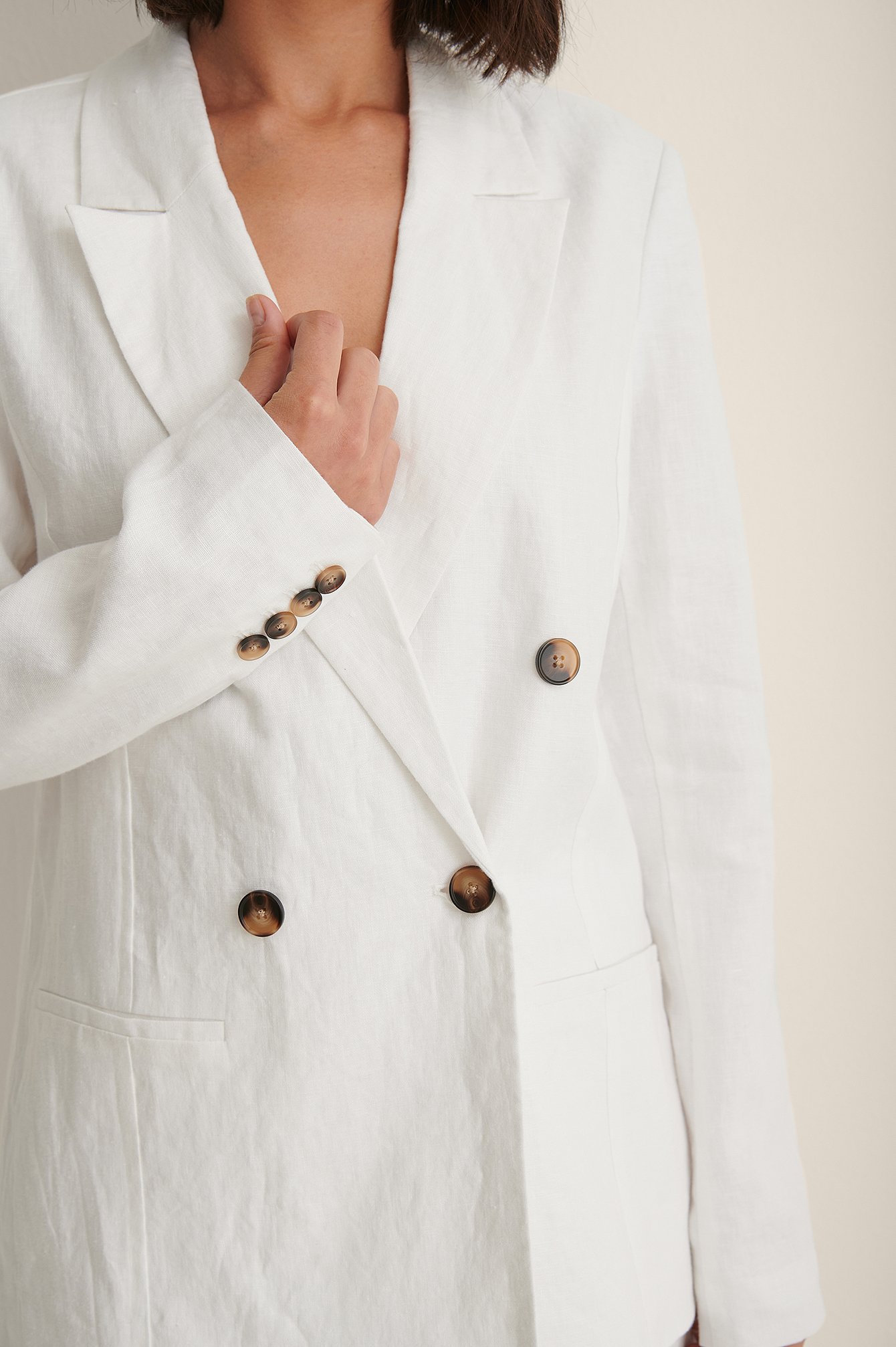 white linen blazer