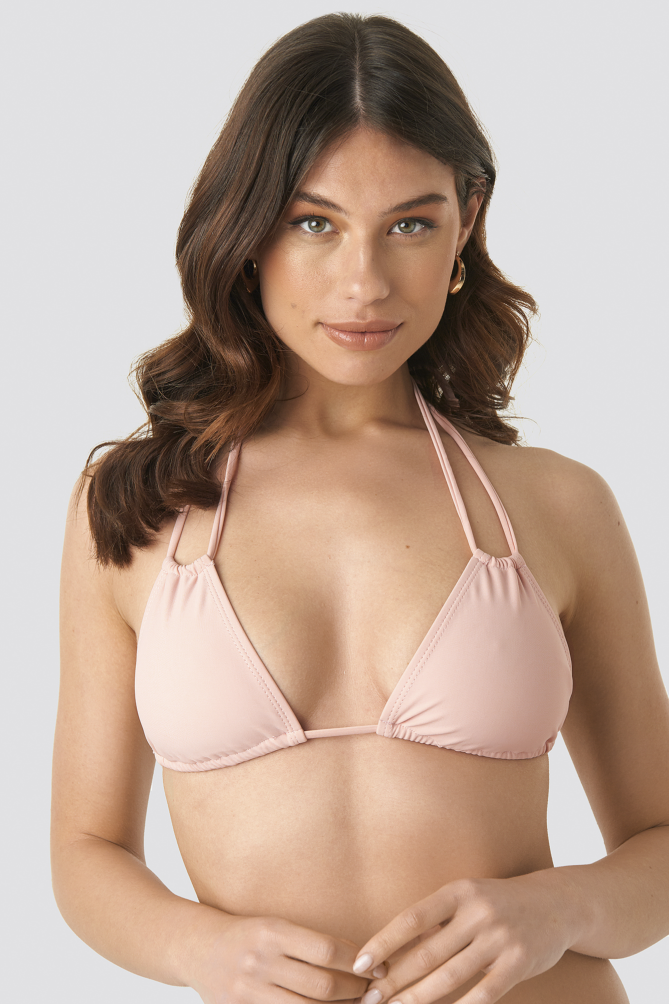 Double Neck Strap Triangle Bikini Pink NAKD