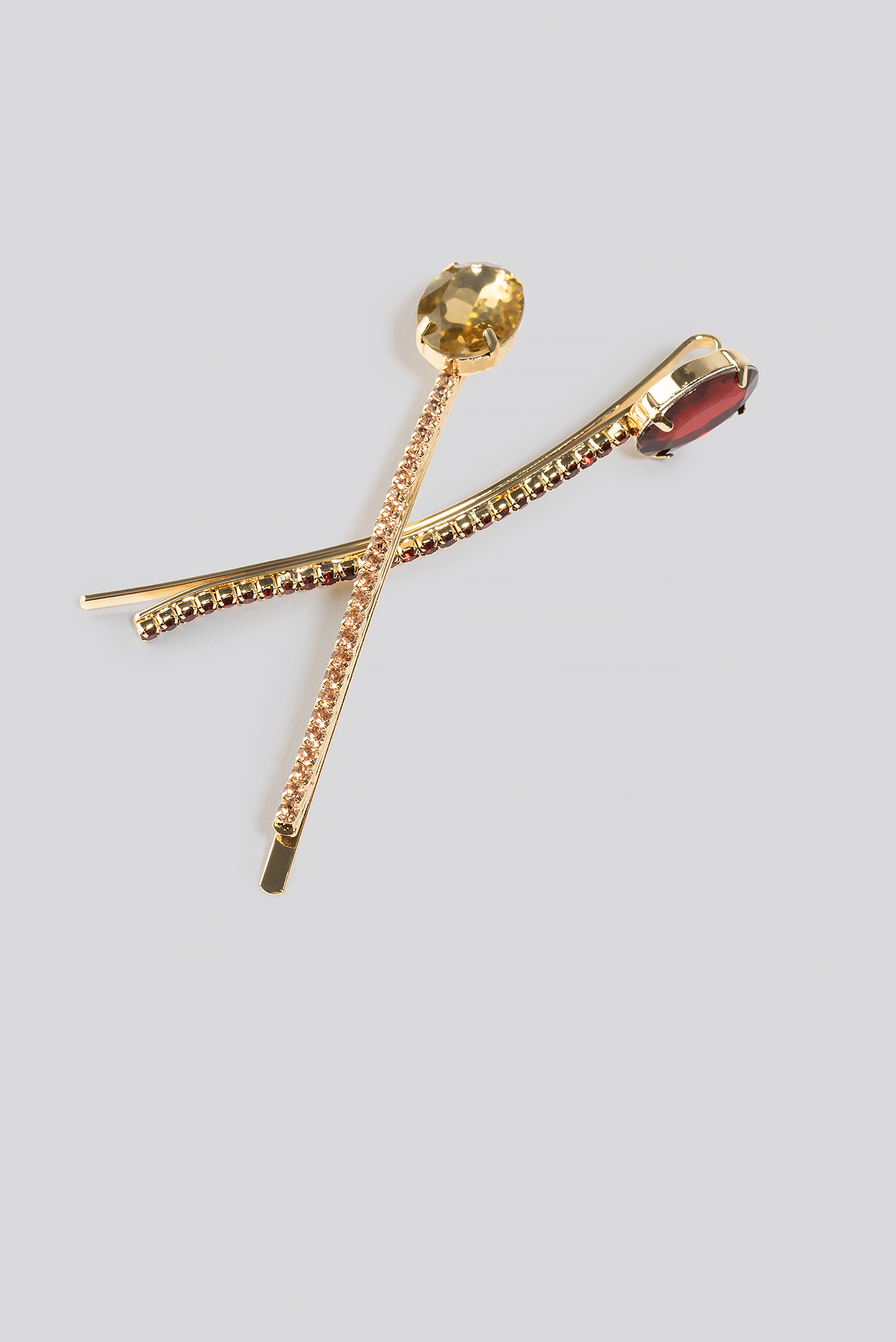 Double Pack Big Rhinestone Hair Pins Gold