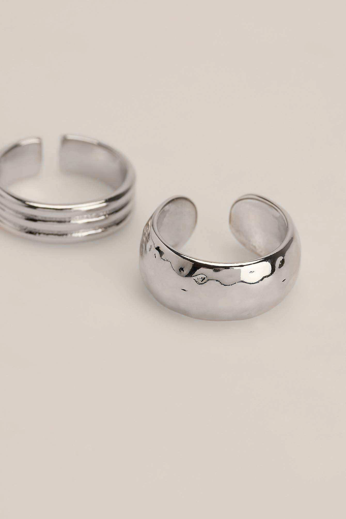 NA-KD Accessories Dobbeltpakke med kraftige ringe - Silver