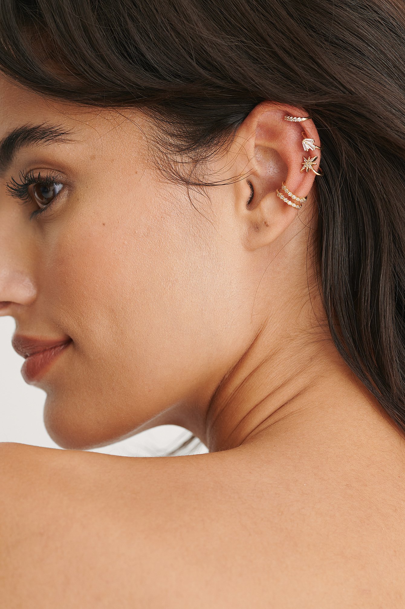Gold Double pack gerecyclede glinsterende ear cuff set