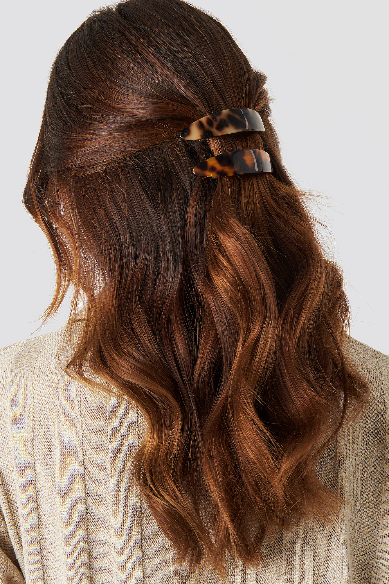 Double Pack Resin Hair Clips Brown NAKD