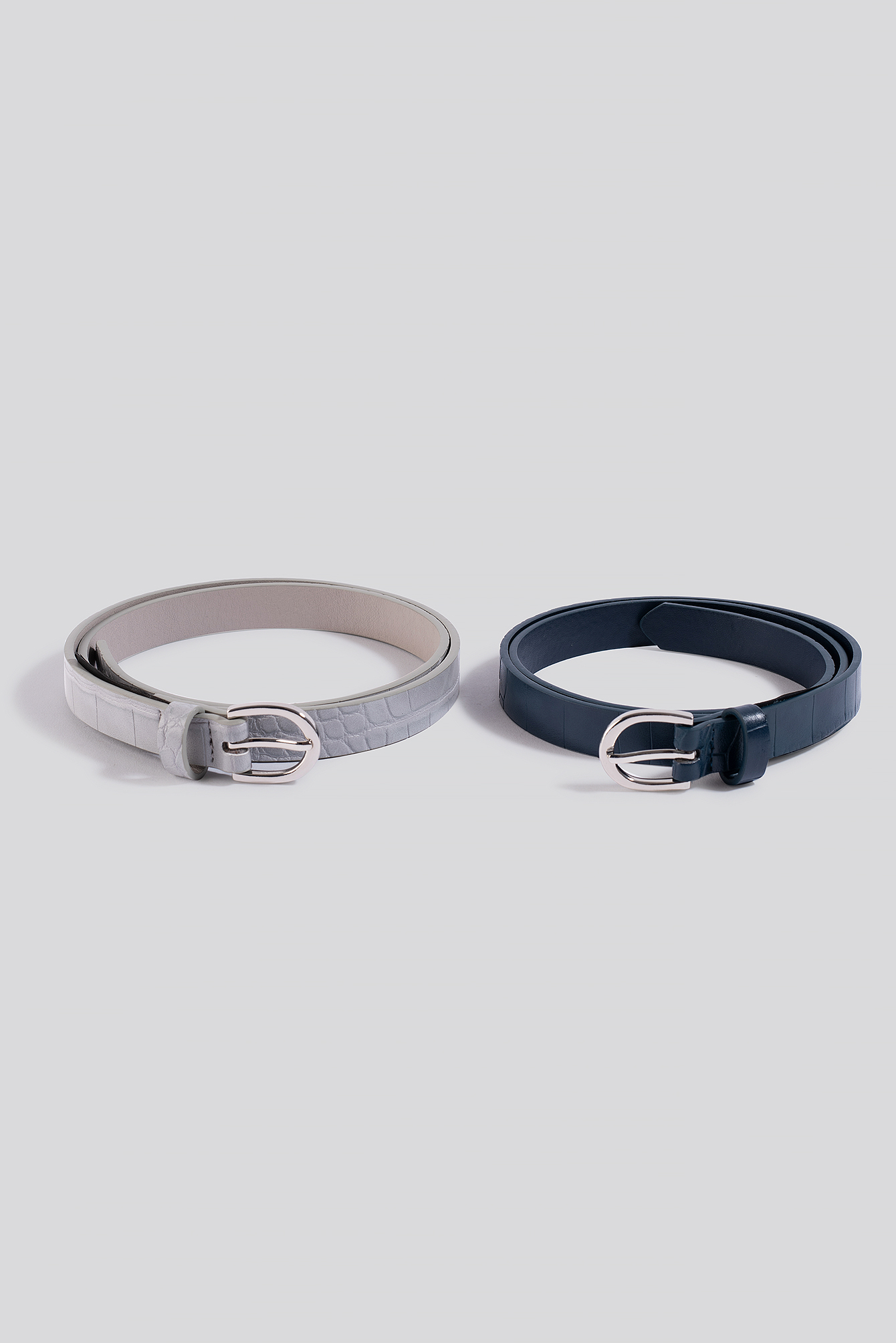 Double Pack Slim Belts Grey/Blue