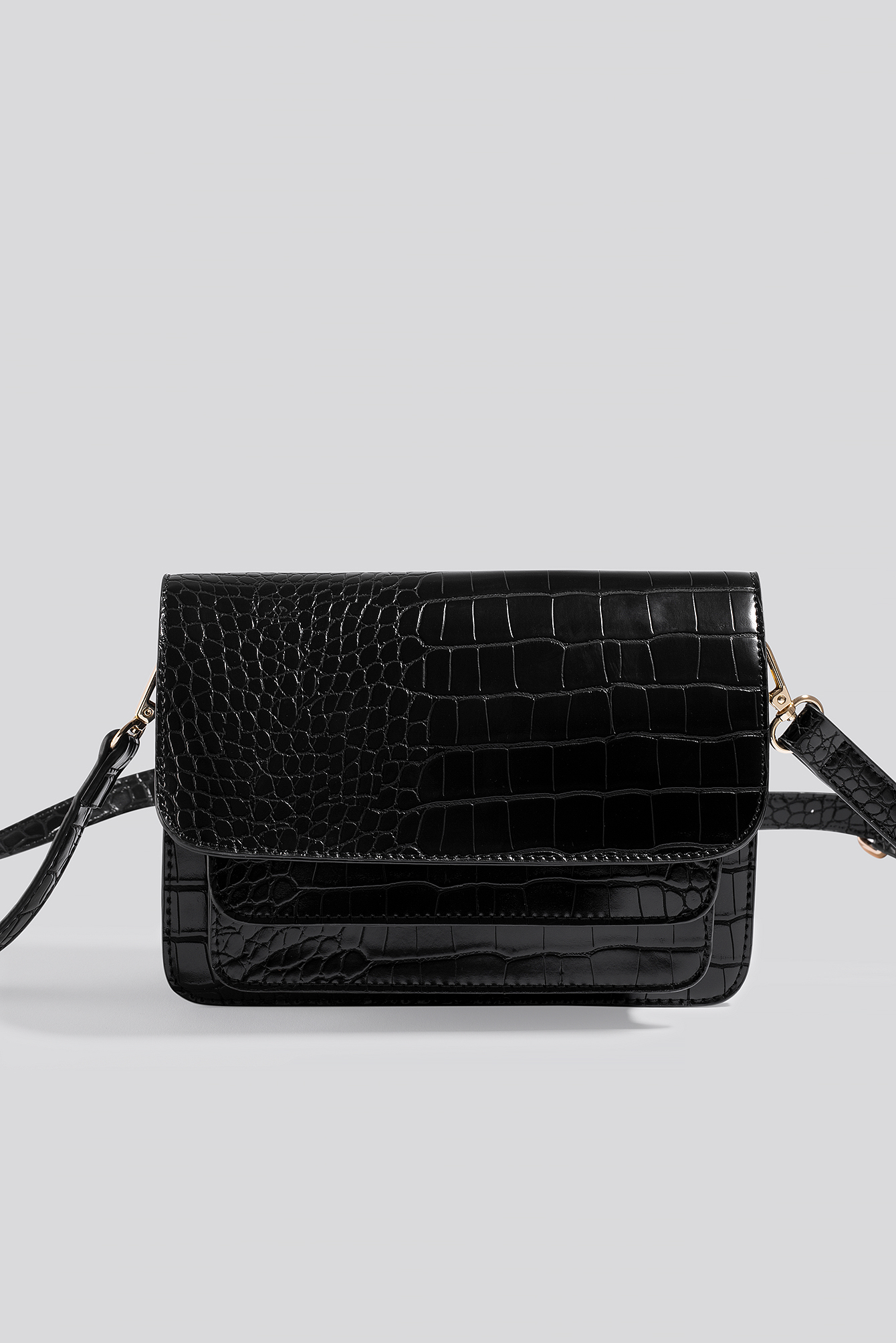 Double Pocket Crossbody Bag Black