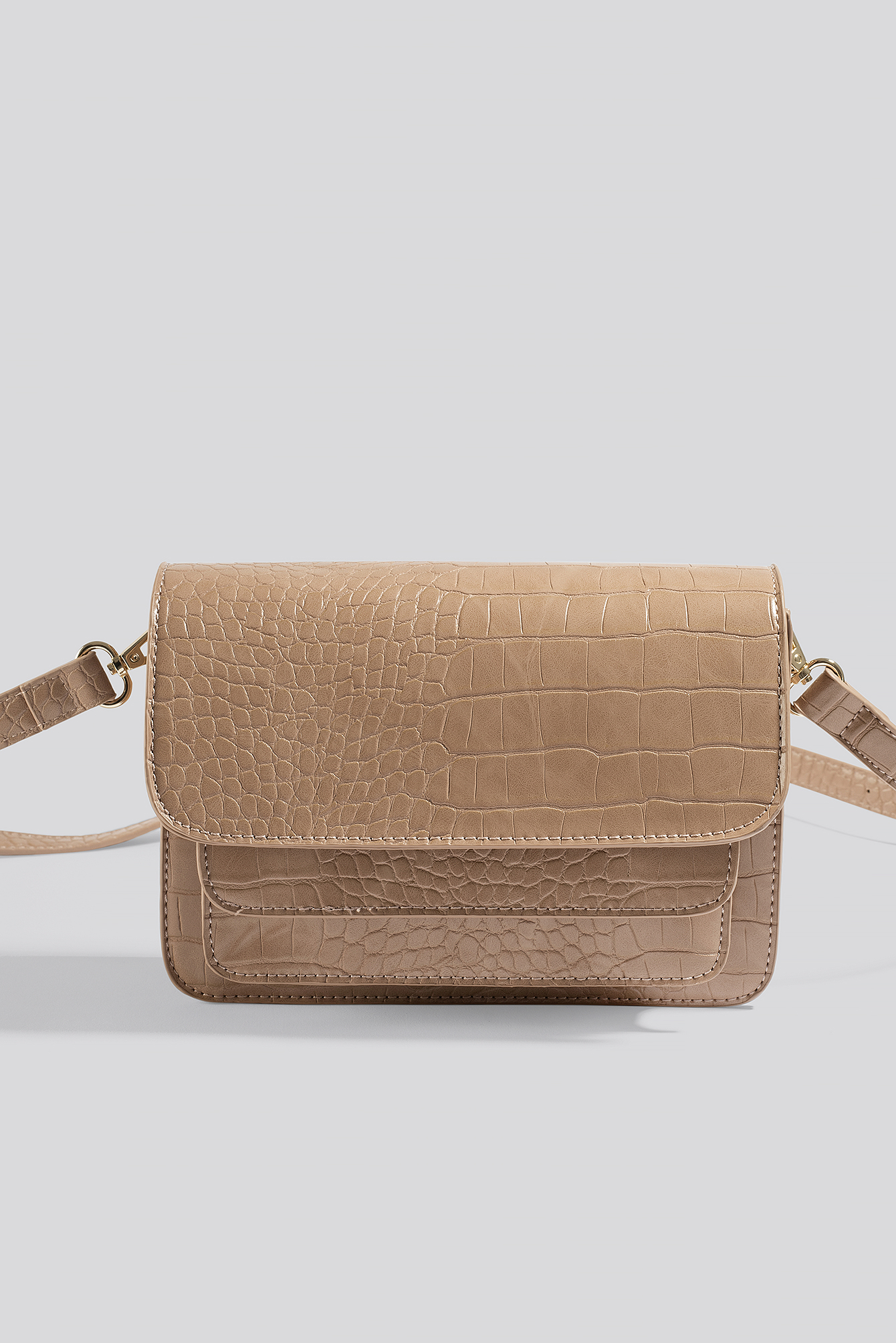 Double Pocket Crossbody Bag Nude