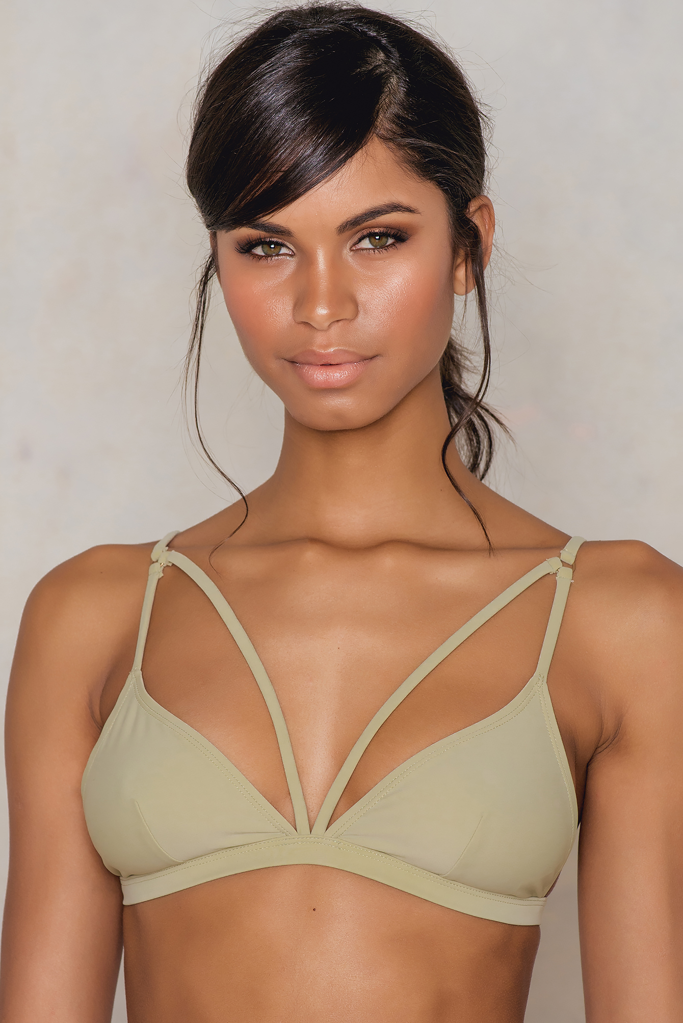 Double Strap Bikini Top Dusty Light Green