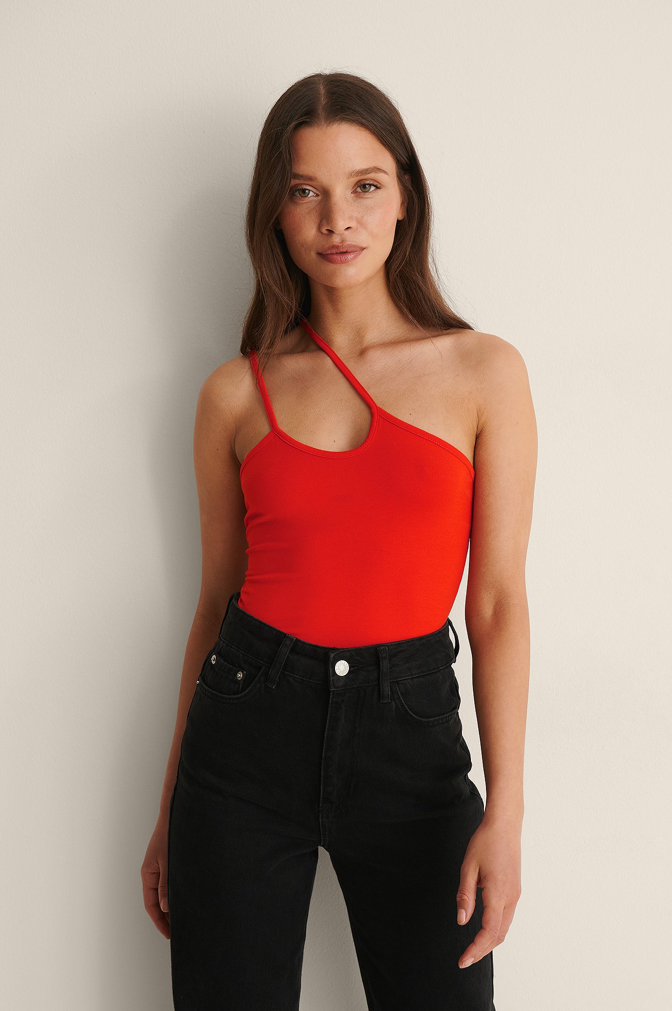 Red Double Strap Crop Singlet