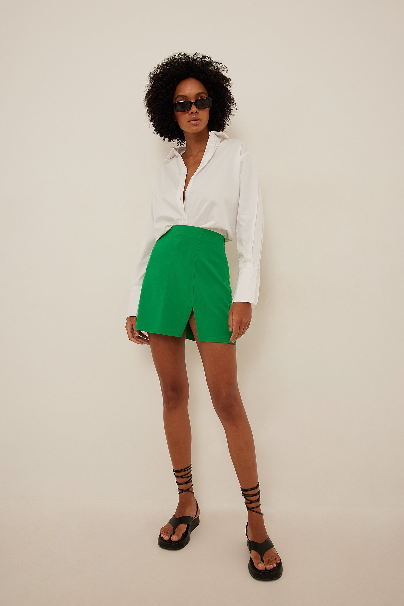 Green Dramatic Cut Out Skirt