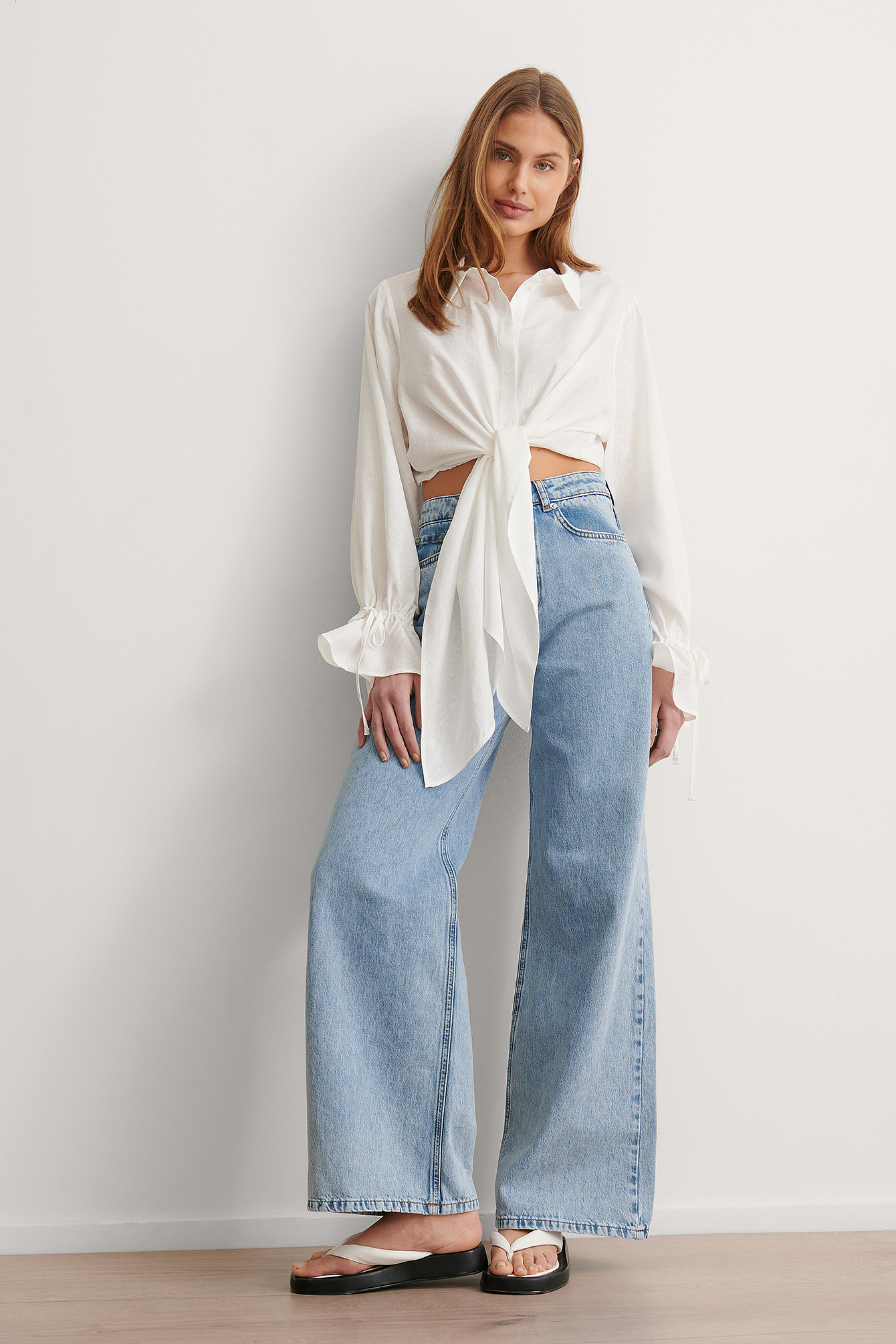 Recycled Wide Leg Jeans Blue | na-kd.com