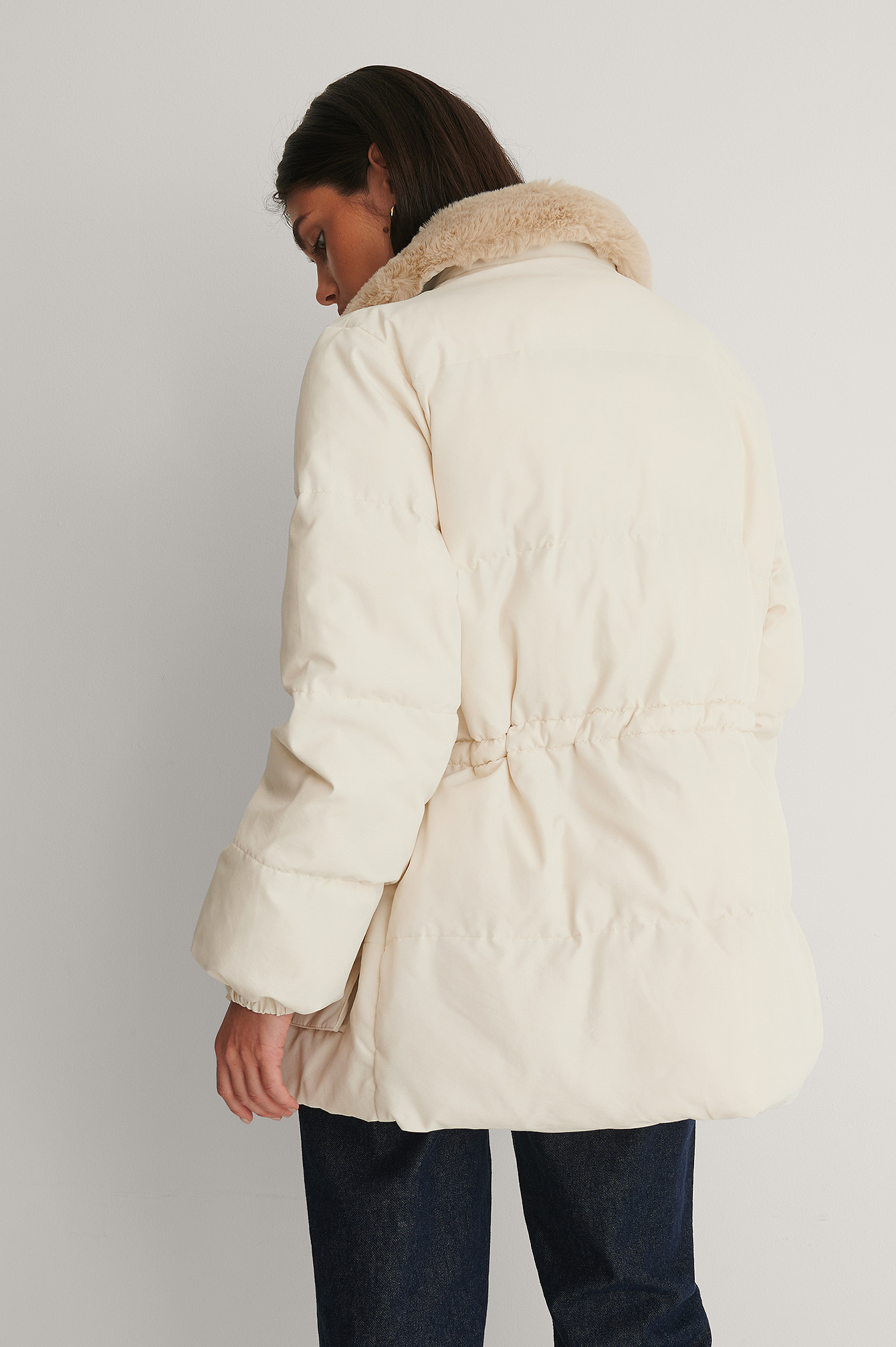 white faux shearling jacket