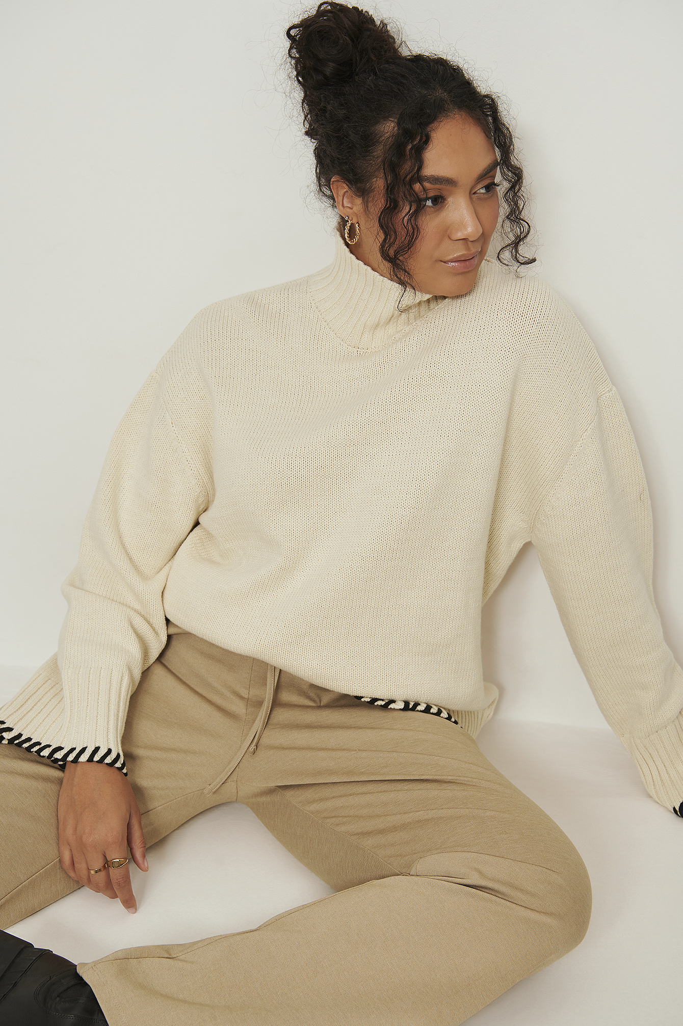 BootcutHose mit Kordelzugdetail Beige