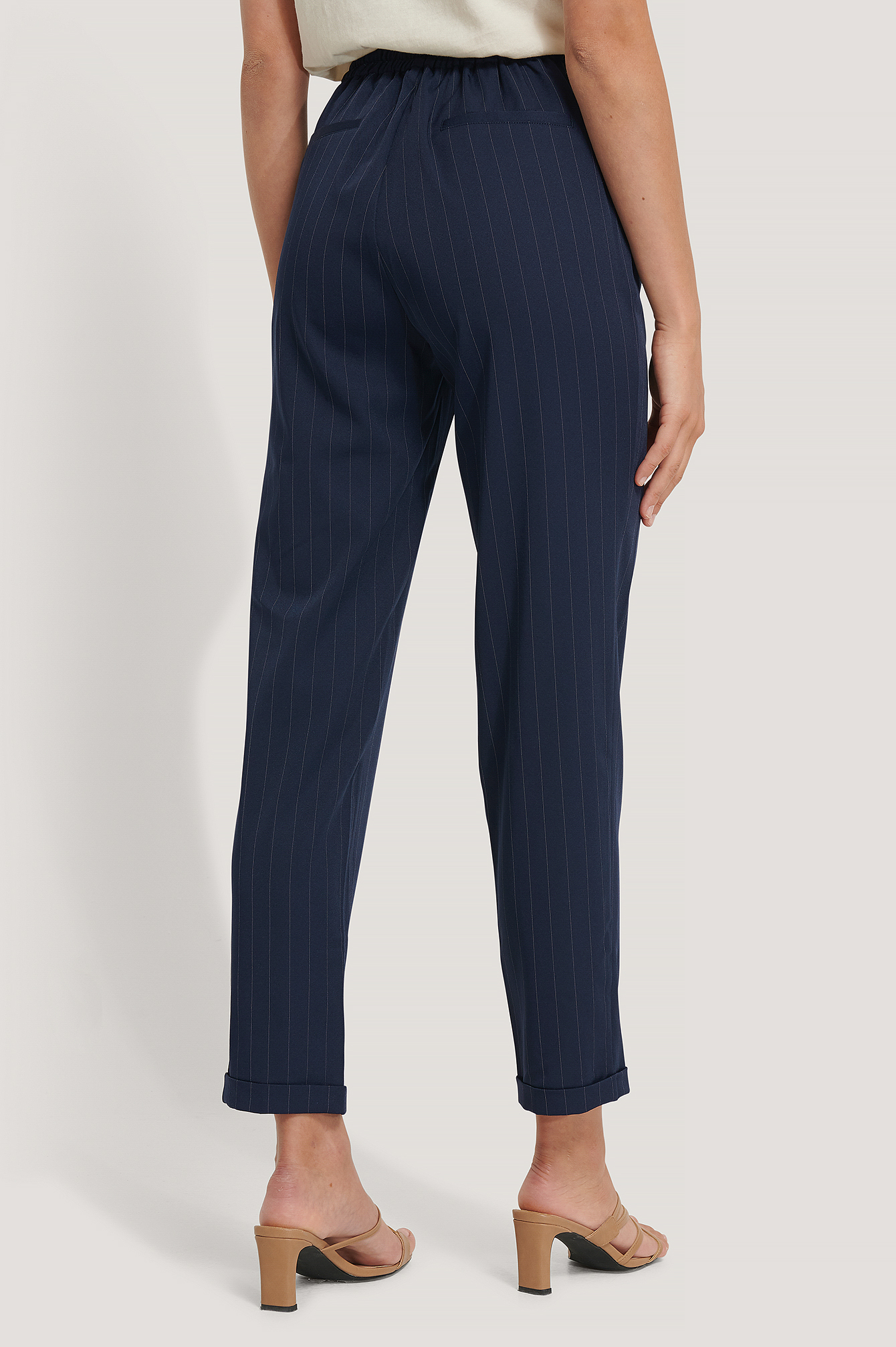 Drawstring Pinstriped Pants Navy | na 