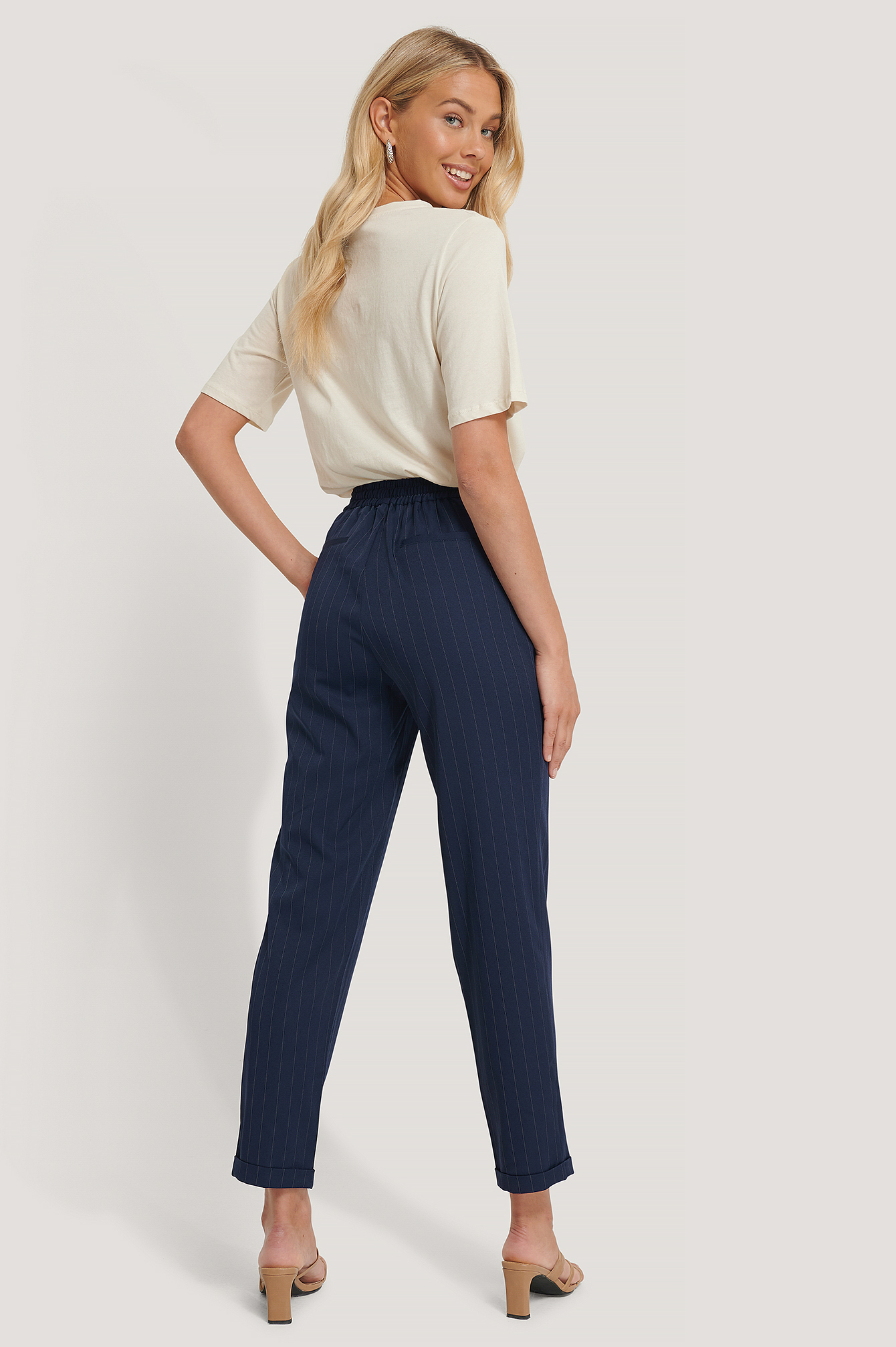 Drawstring Pinstriped Pants Navy | na 