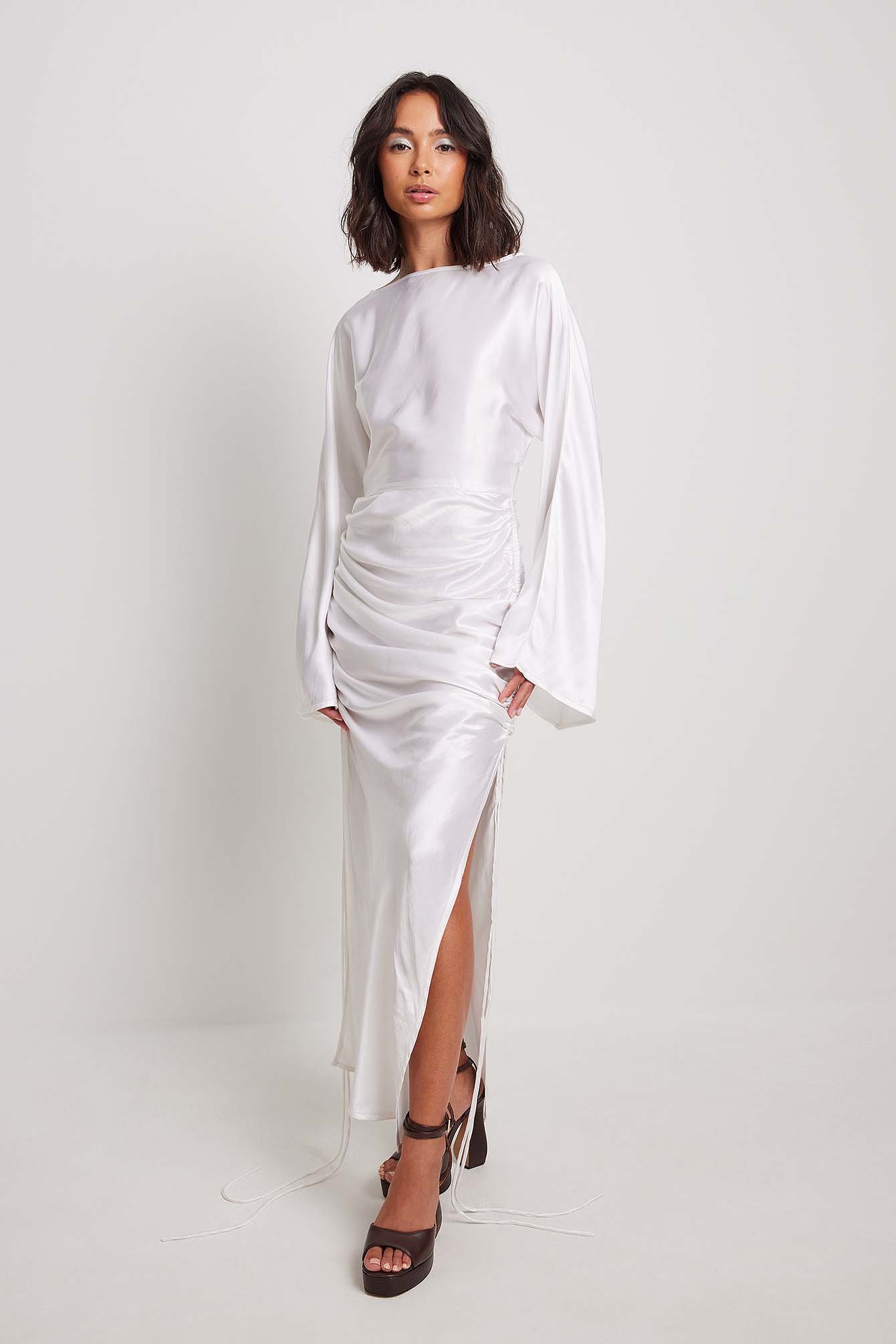 NA-KD Trend Drawstring Sides Maxi Dress - White