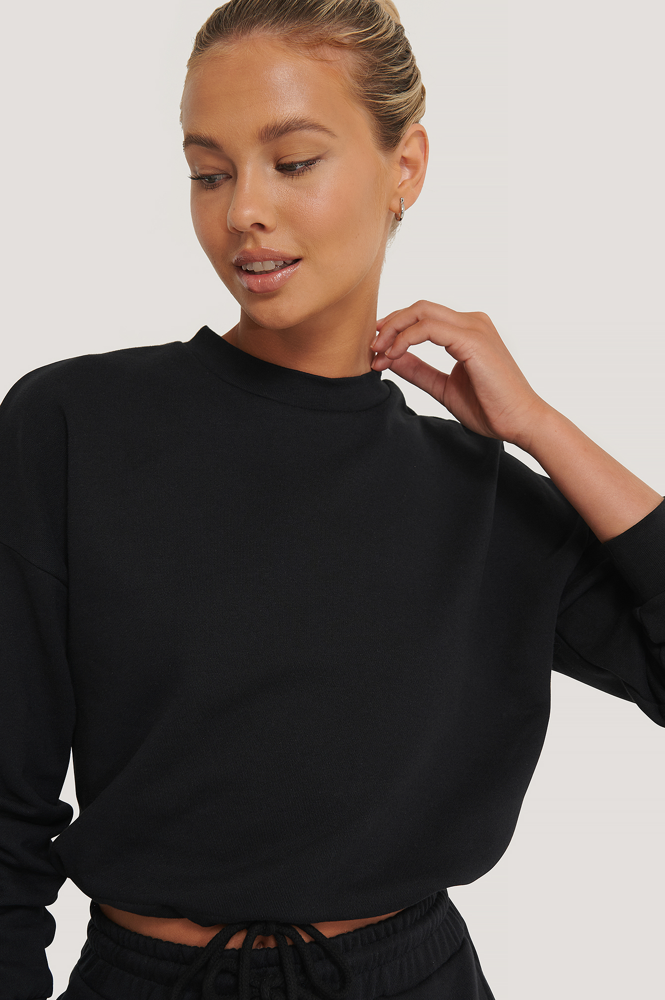 Black Organic Drawstring Sweatshirt