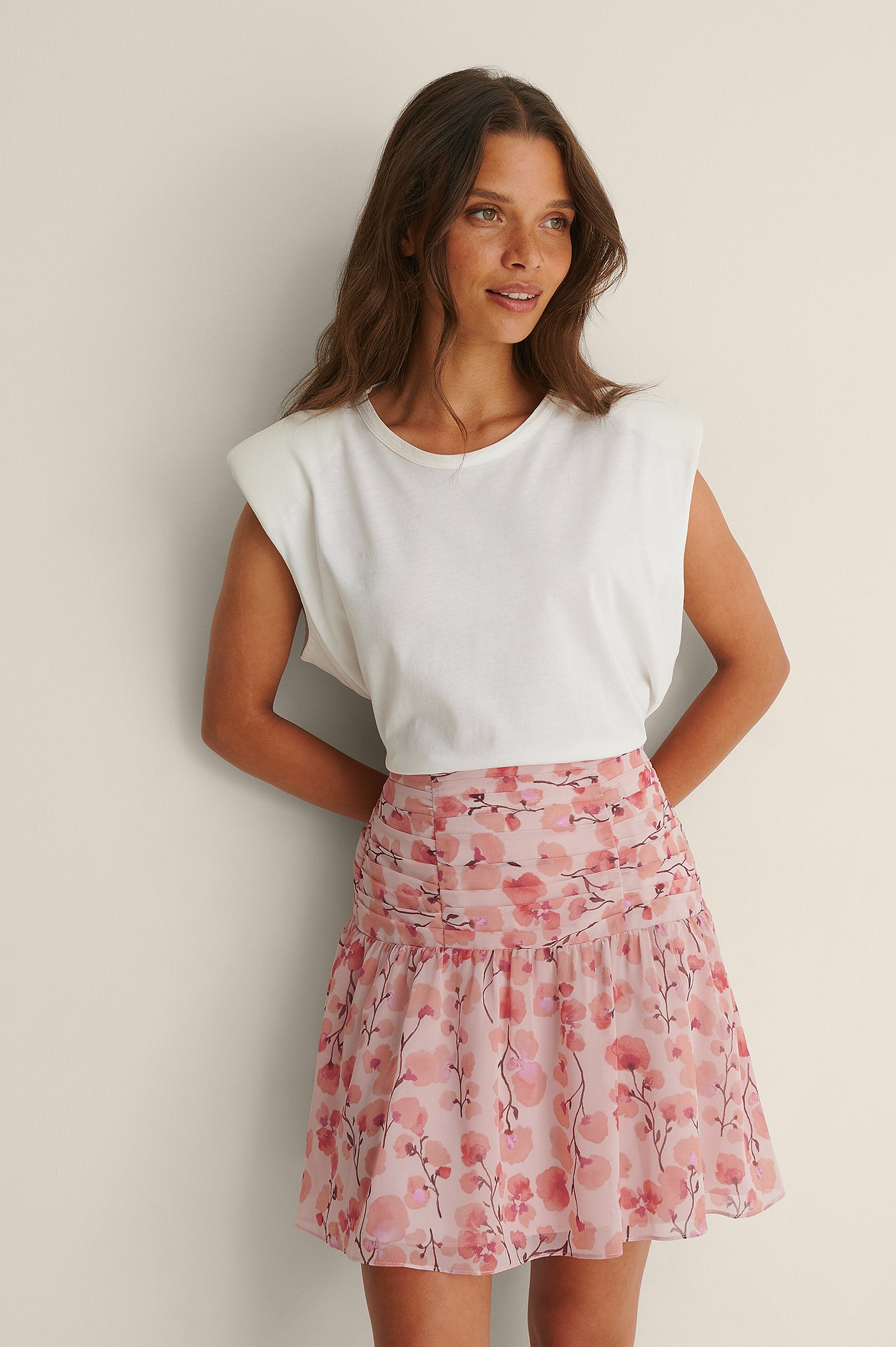 Recycled floral miniskirt