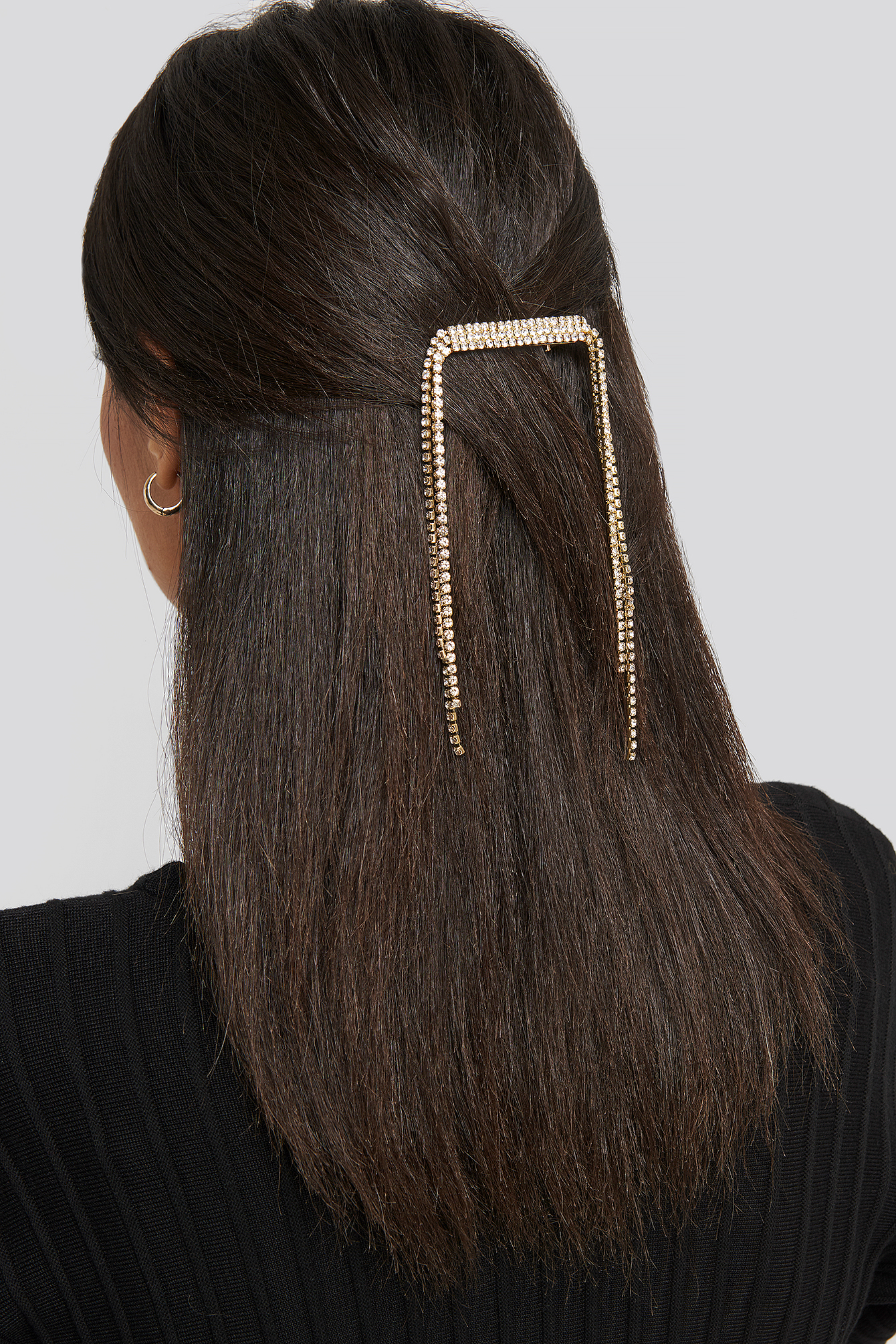 Drop Edge Rhinestone Hairclip Gold