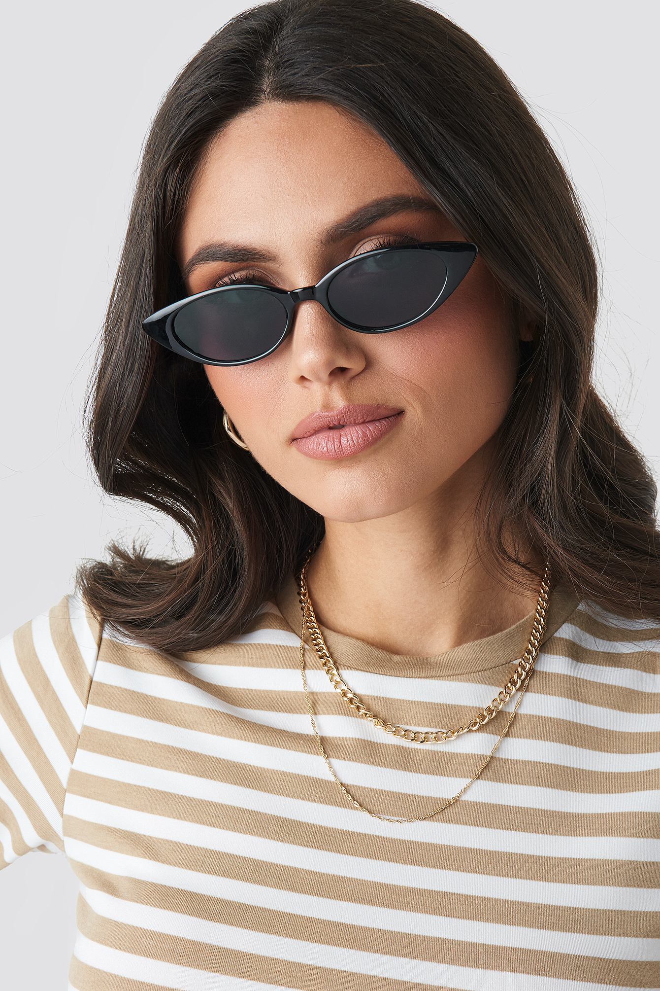 Drop Shape Cat Eye Sunglasses Black/Gold