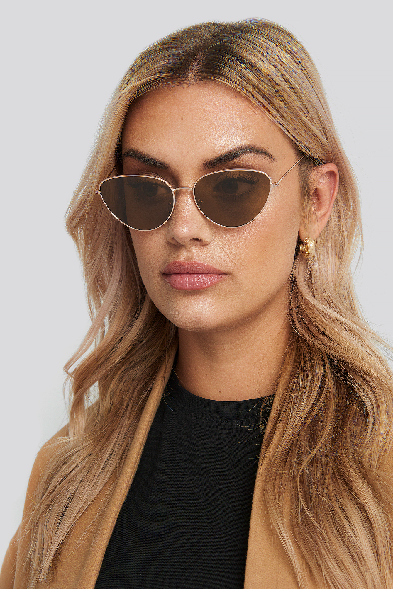 Drop Shape Metal Frame Sunglasses Gold/Brown