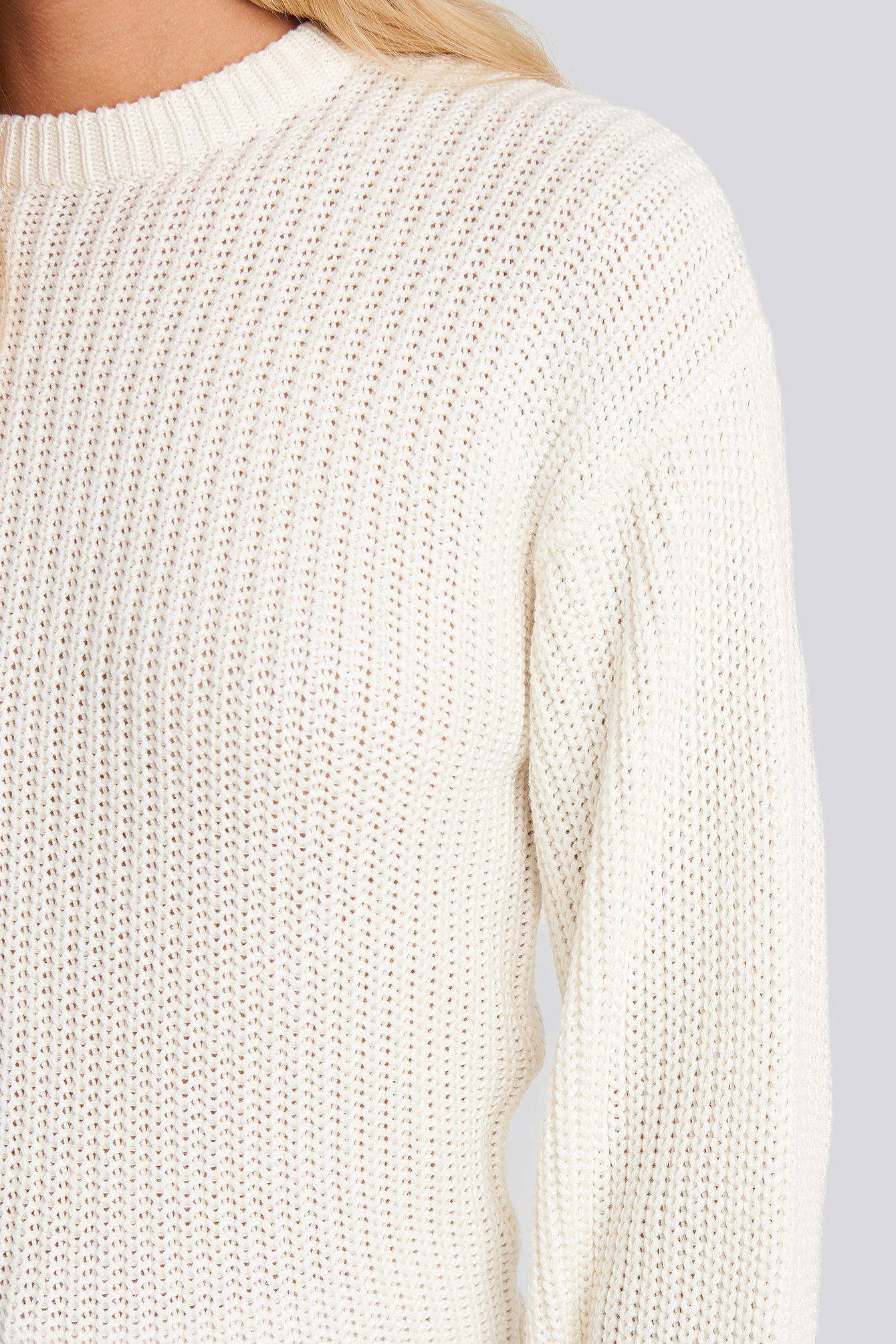 Dames Kleding voor voor Jassen NA-KD Katoen Dropped Shoulder Knitted Sweater in het Wit 