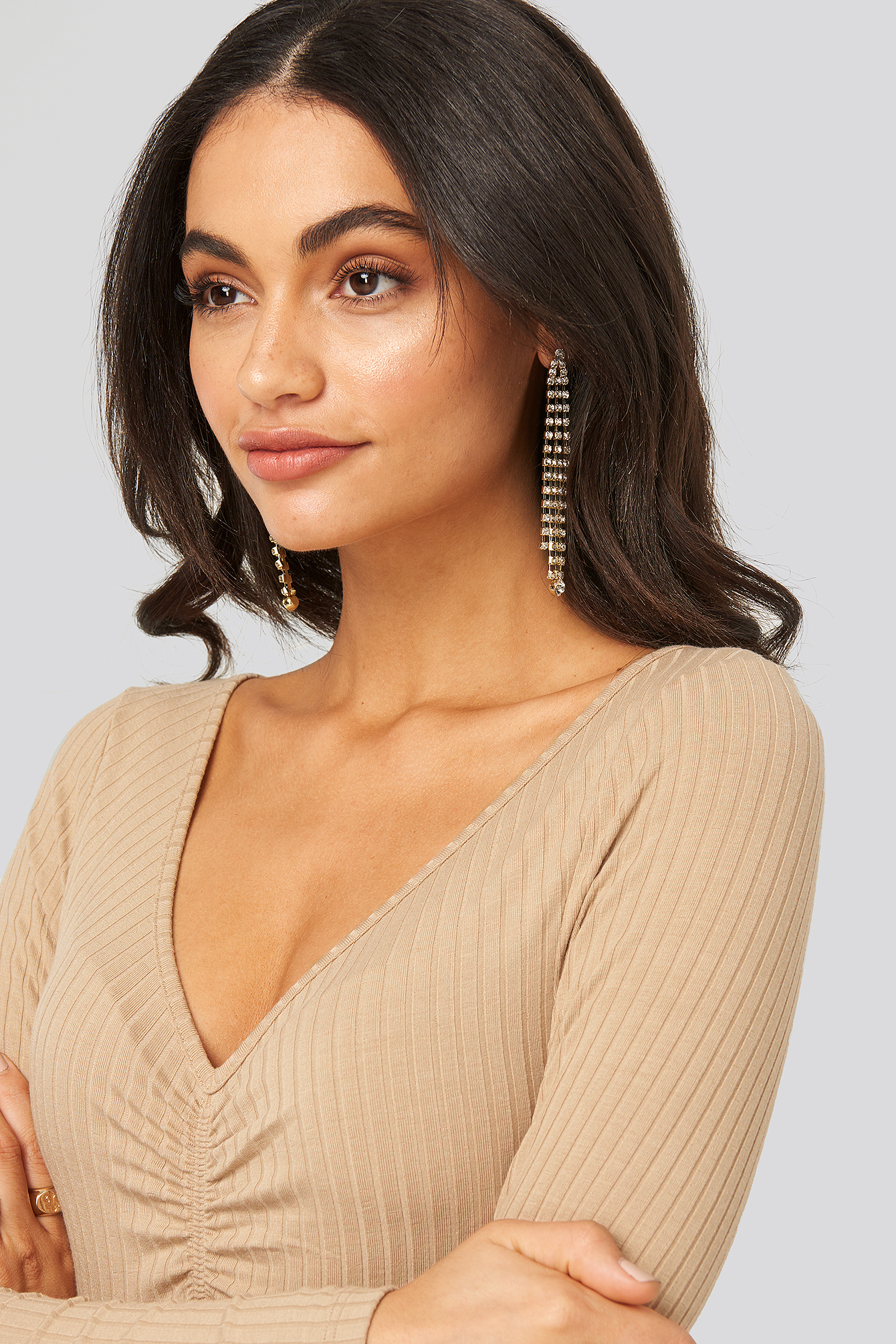 Dropping Strass Earrings Gold