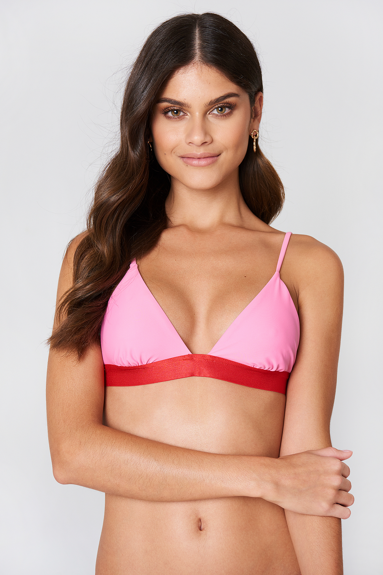 Elastic Triangle Bikini Top Pink