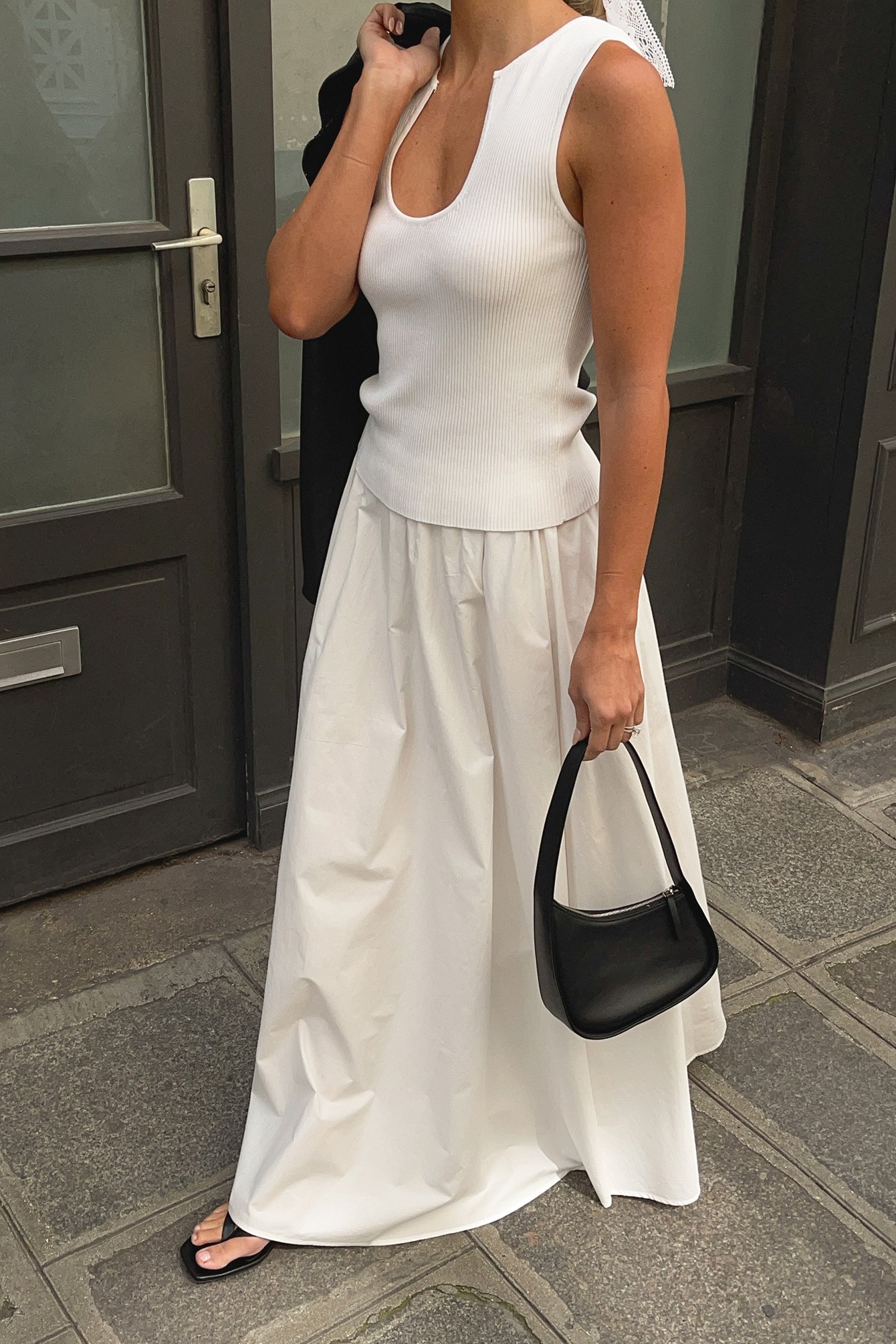 Ann Demeulemeester Unisex Vittoria Fishtail Maxi Skirt in White | LN-CC®