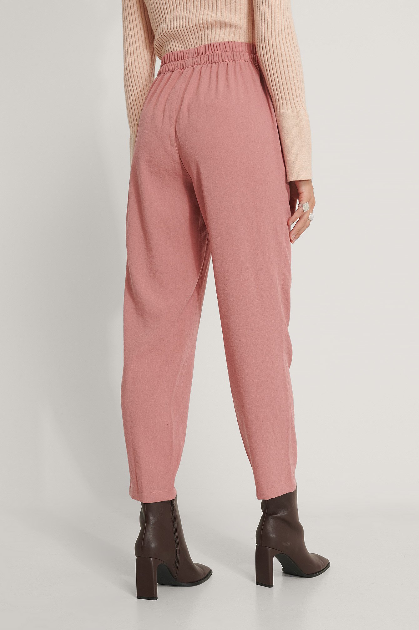 Dusty Dark Pink Elastic Waist Pants
