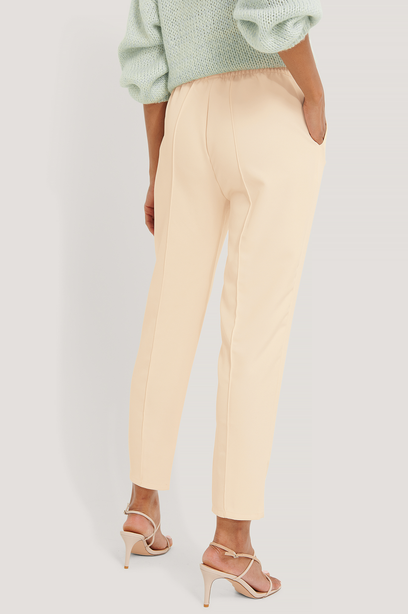 white elastic pants