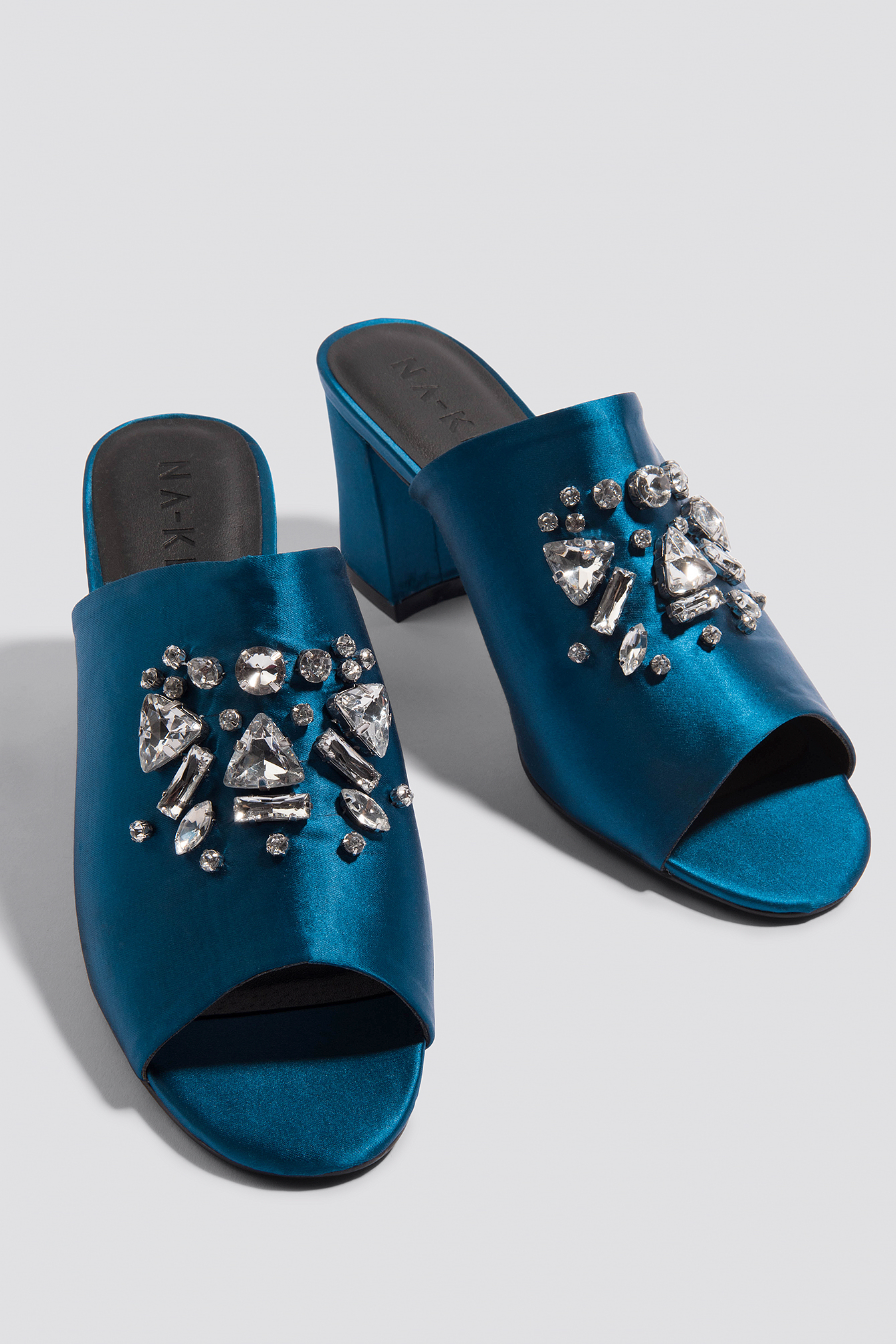 Embellished Mule Sandals Petrol Blue
