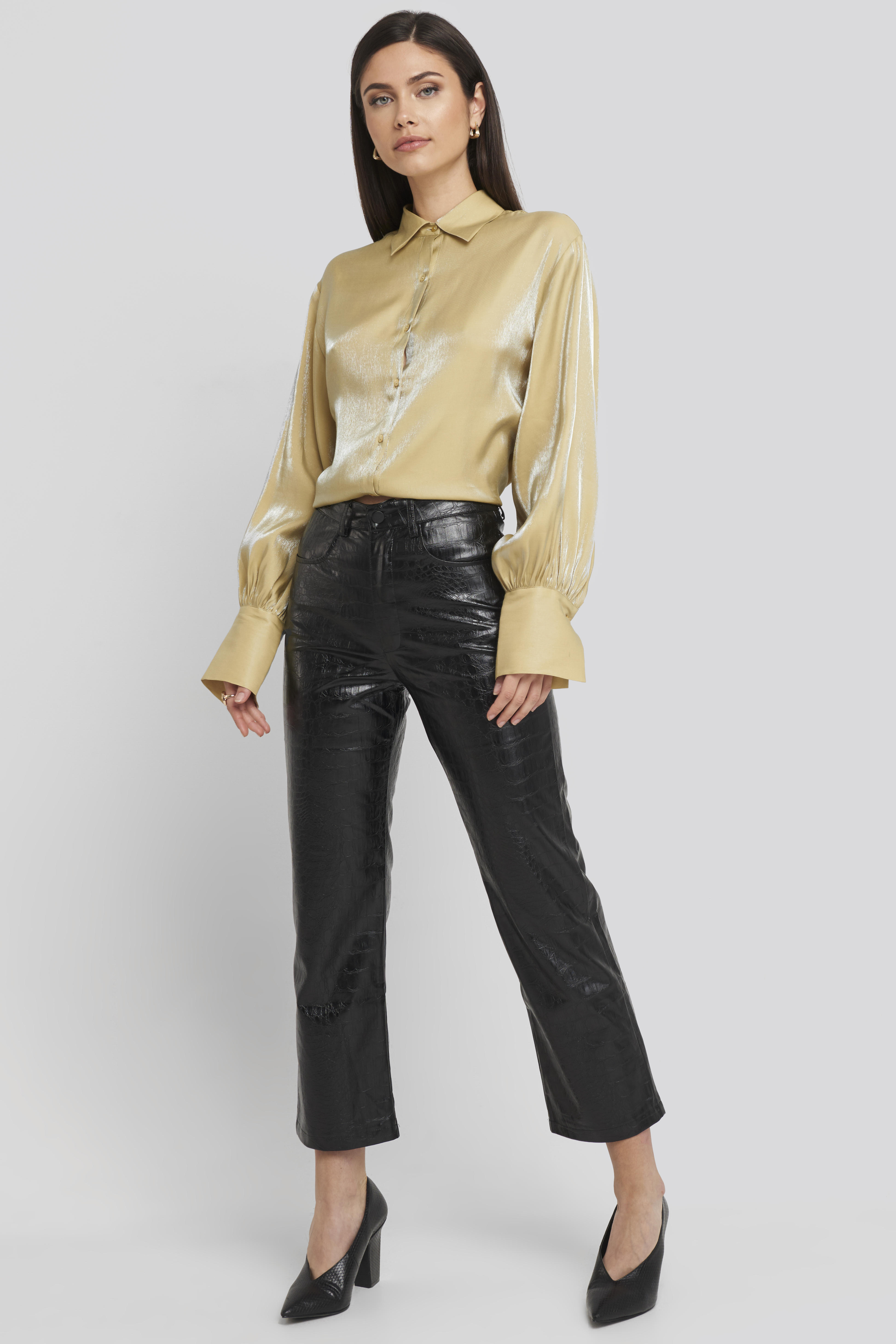 Embossed Croco Pu Pant Black