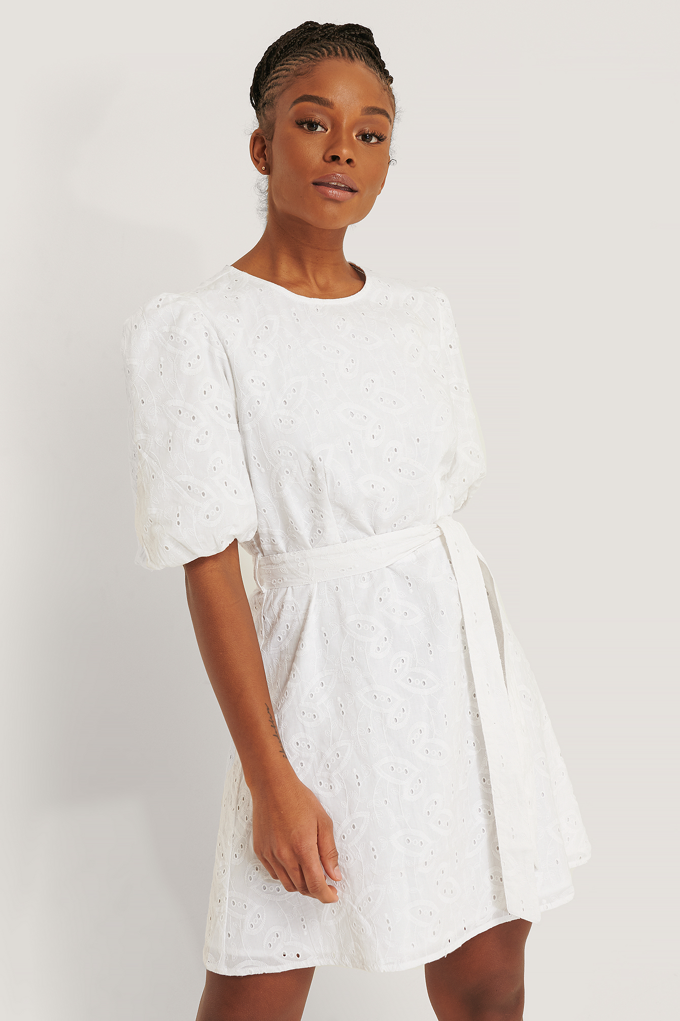Embroidery Cotton Dress White NAKD