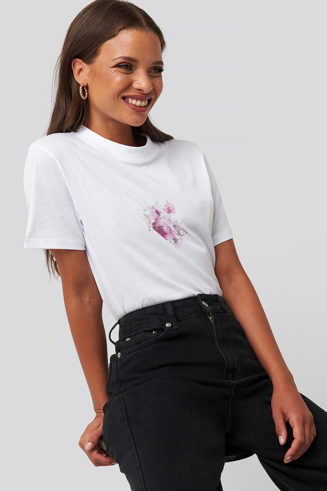 Emotion Rose Wide Rib Basic Tee White