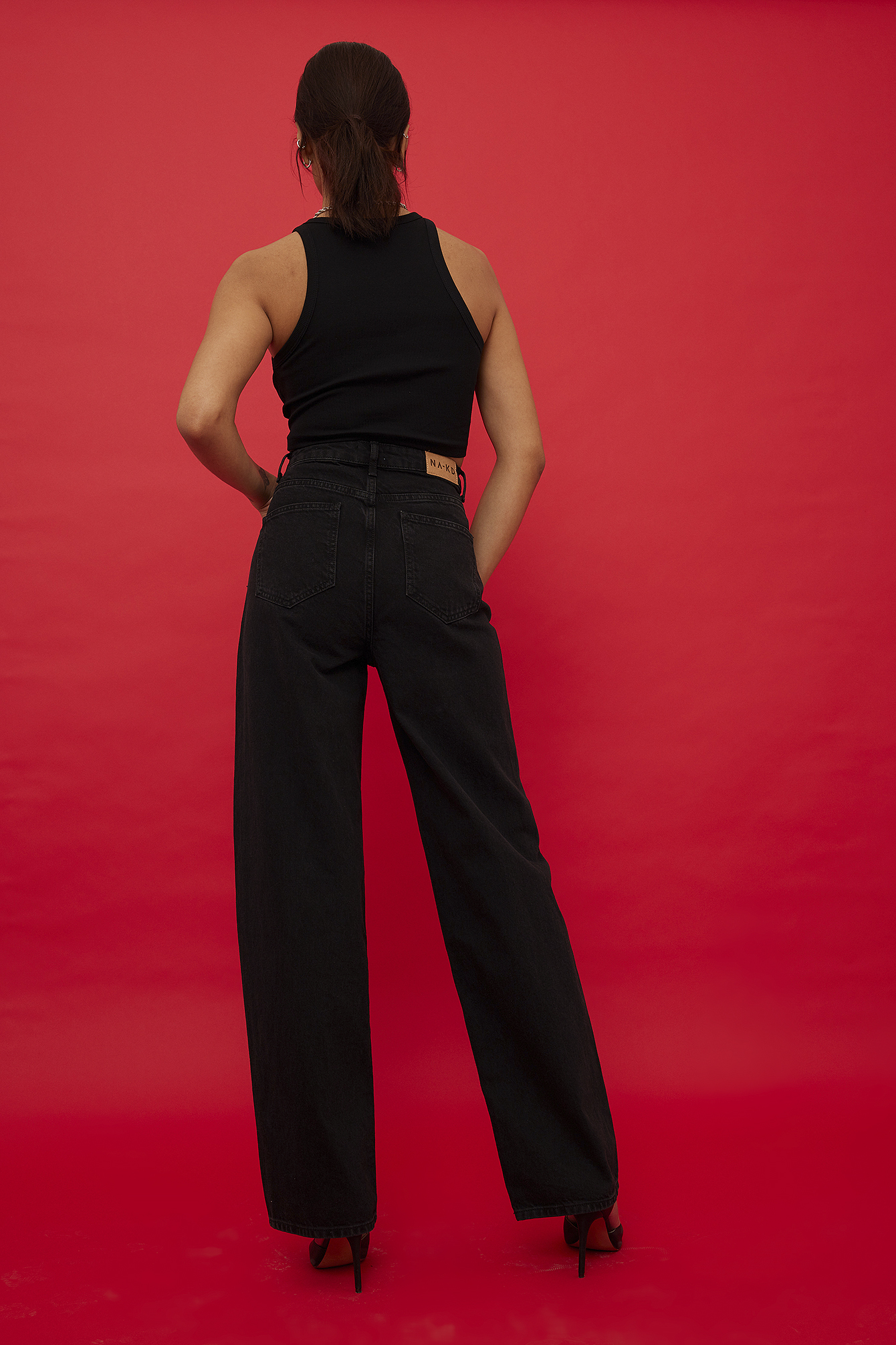 Organic Extra Wide Leg Denim Black | na 