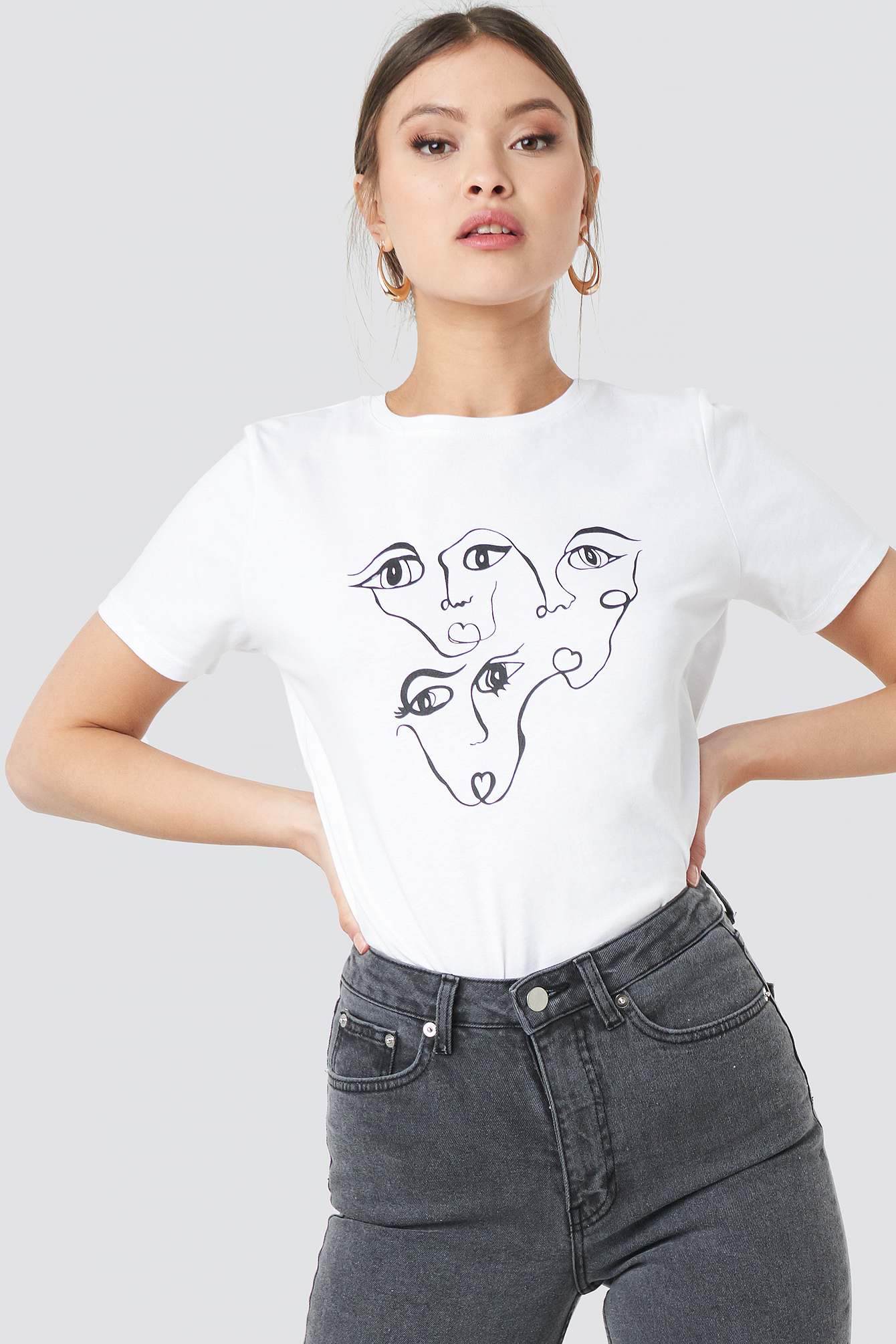 Face Printed Tee White