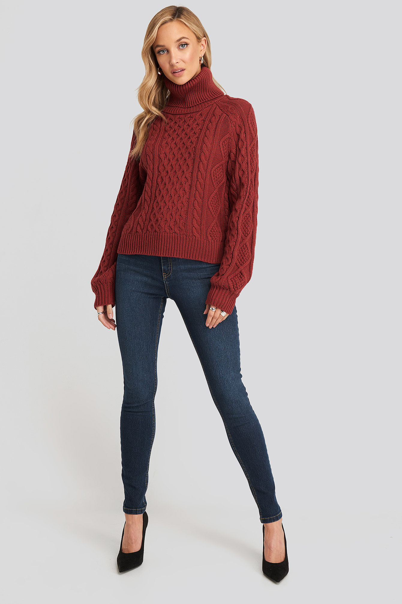 Fake Pocket Skinny Jeans Dark Blue