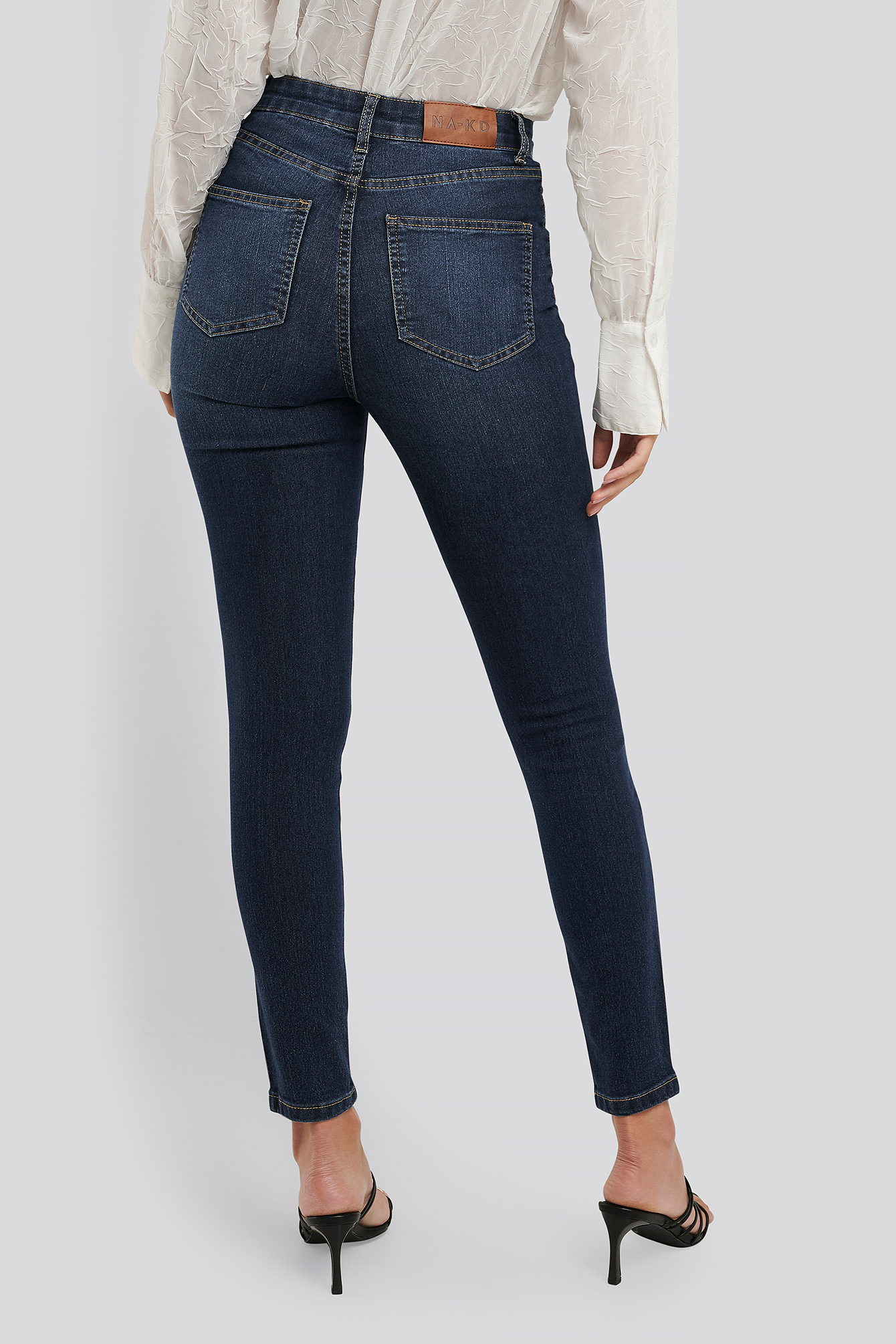 Fake Pocket Skinny Jeans Blue
