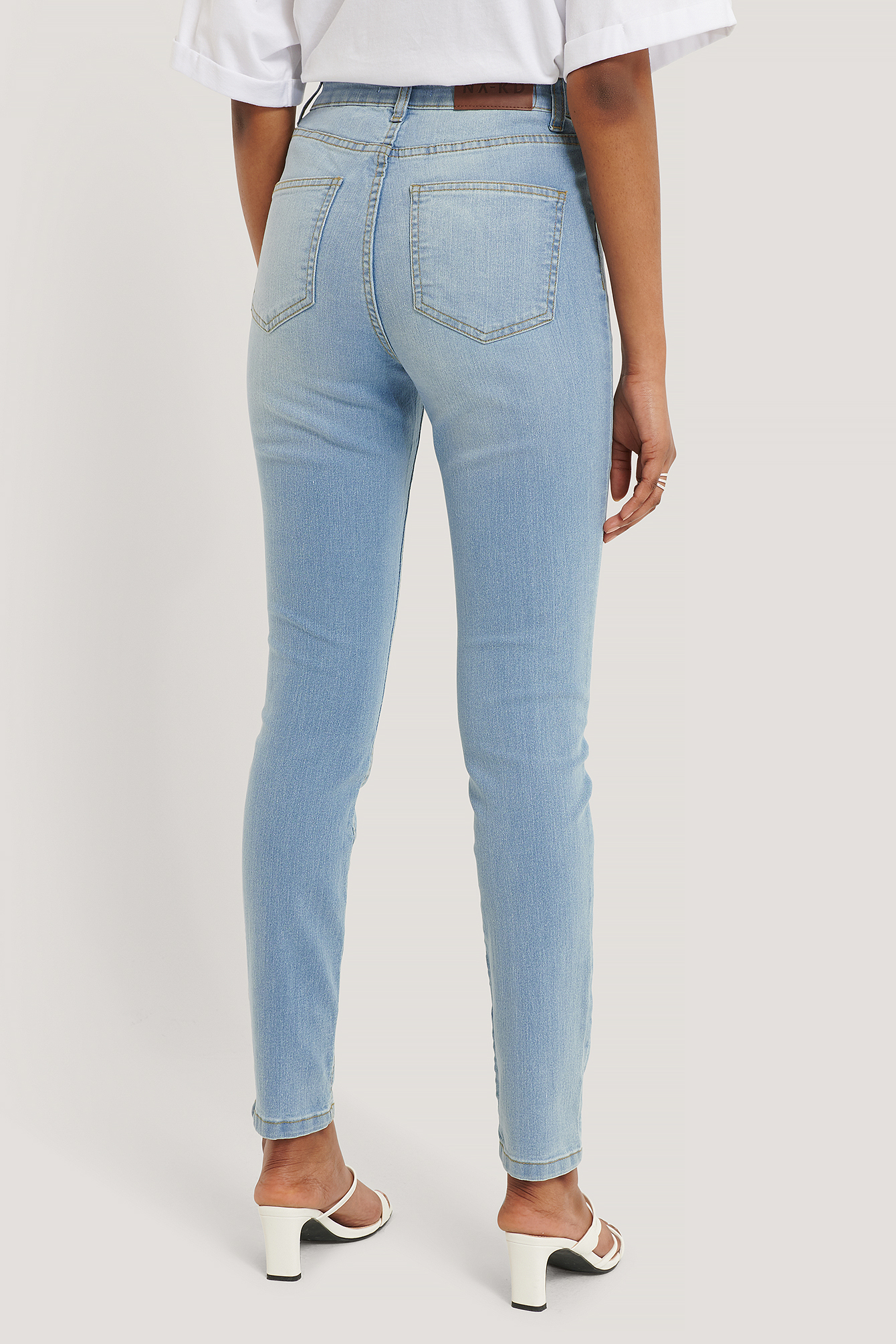 Fake Pocket Skinny Jeans Blau
