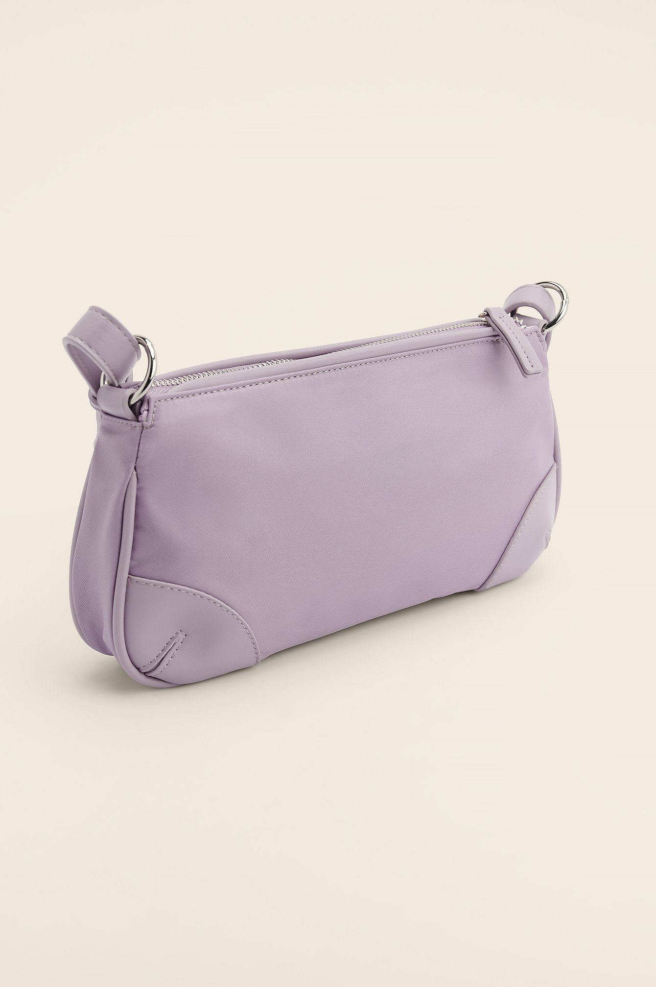 Lilac Faux Leather Detail Baguette Bag