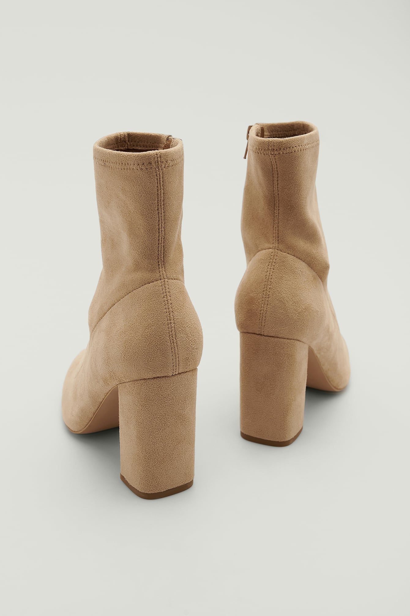 Faux Suede Block Heel Boots Beige | na 