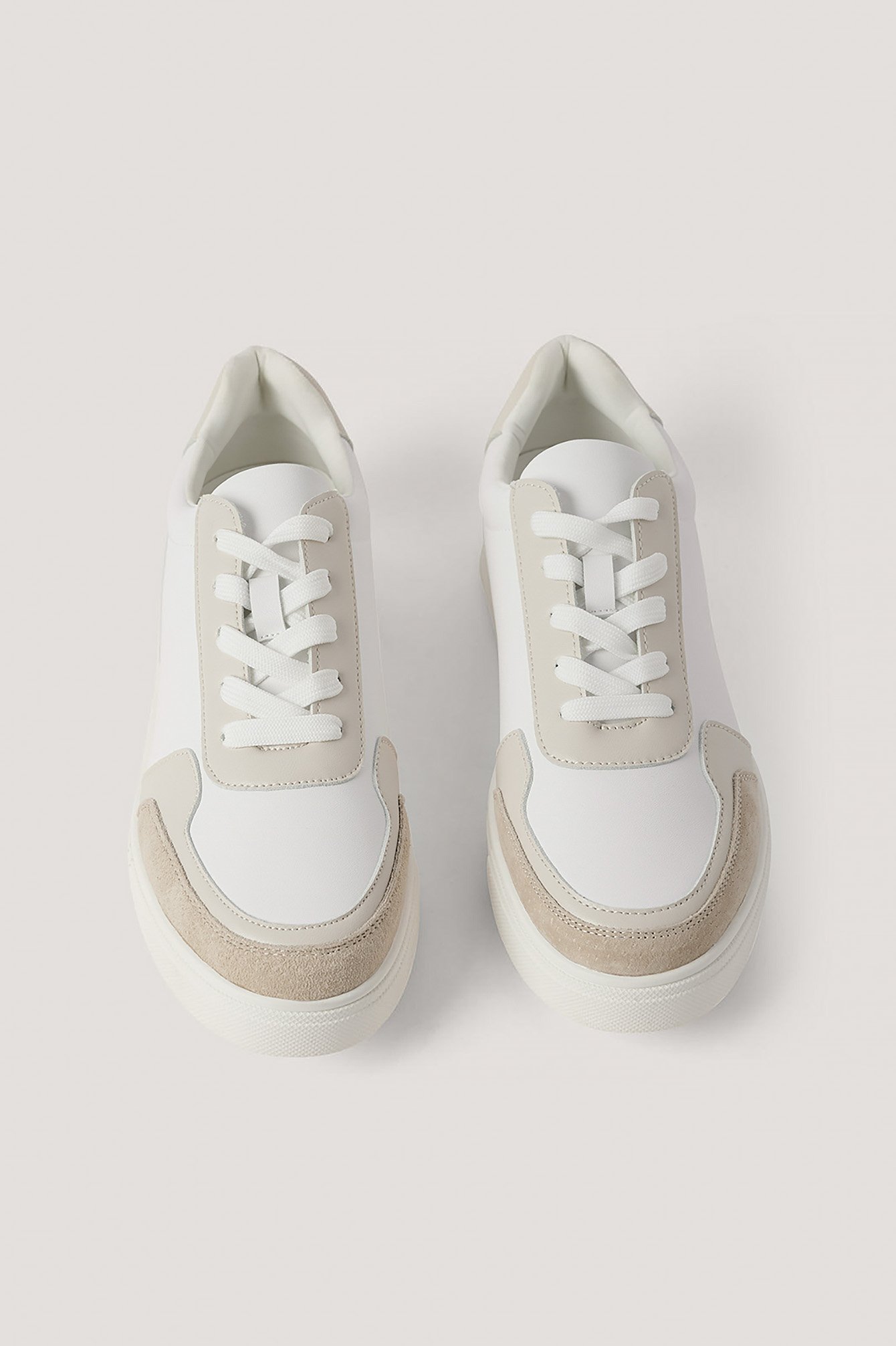 White Faux Suede Court Trainers