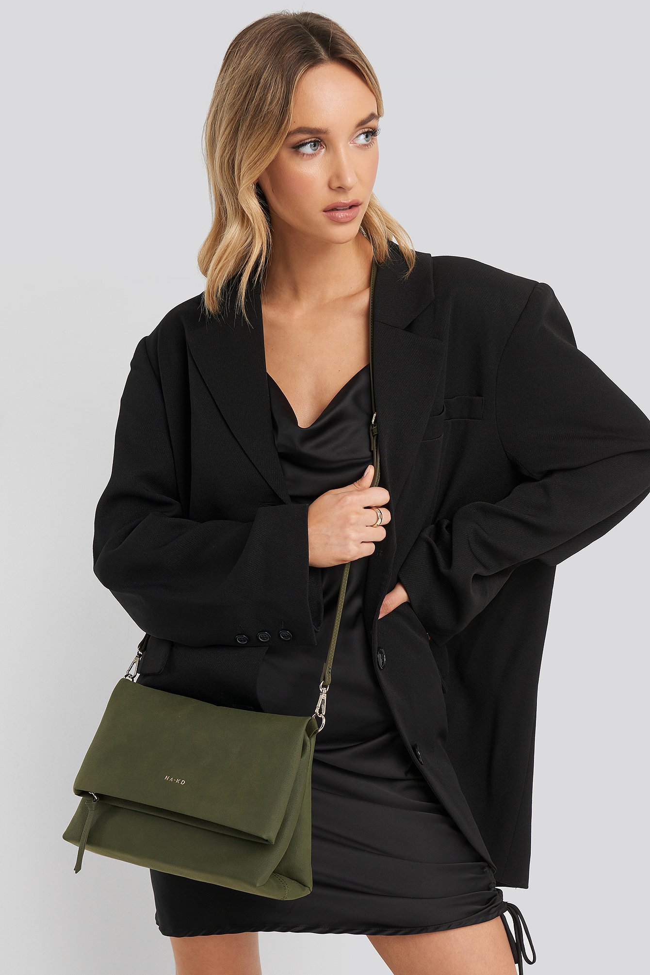 Faux Suede Flap Over Bag Green | NA-KD