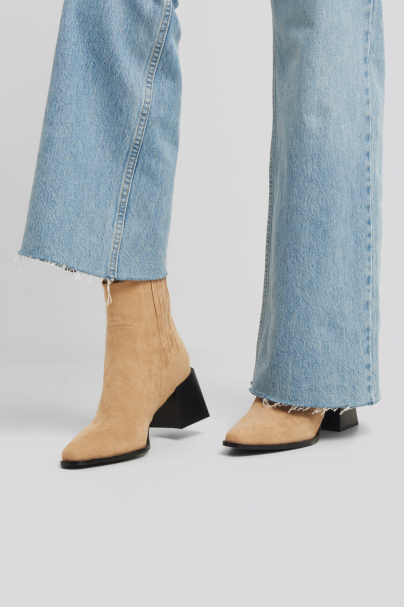 Faux Suede Western Boots Beige | na-kd.com