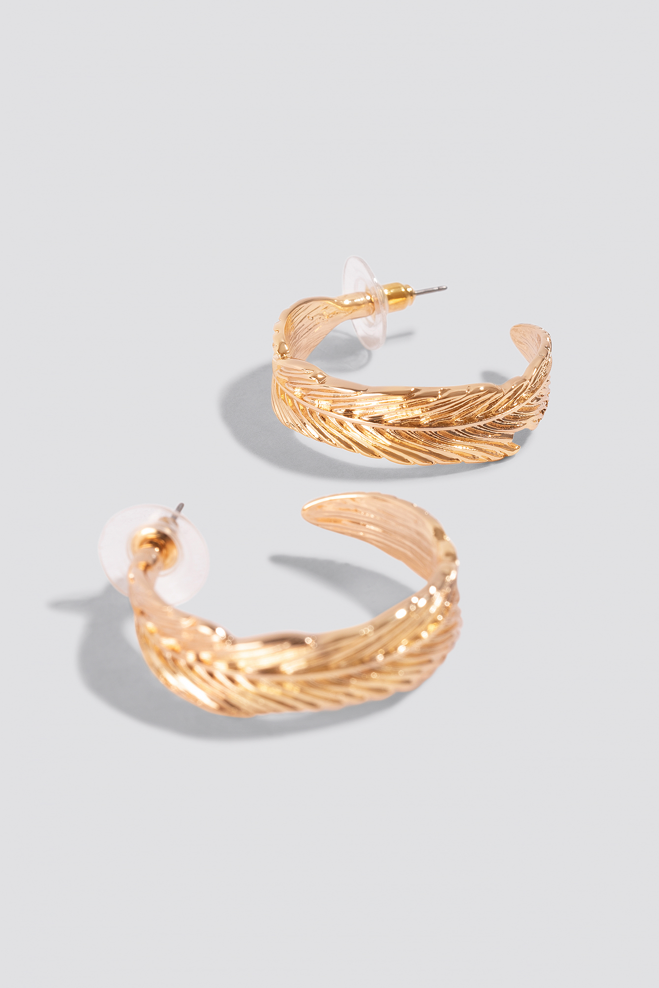 Gold Feather Hoop Earrings