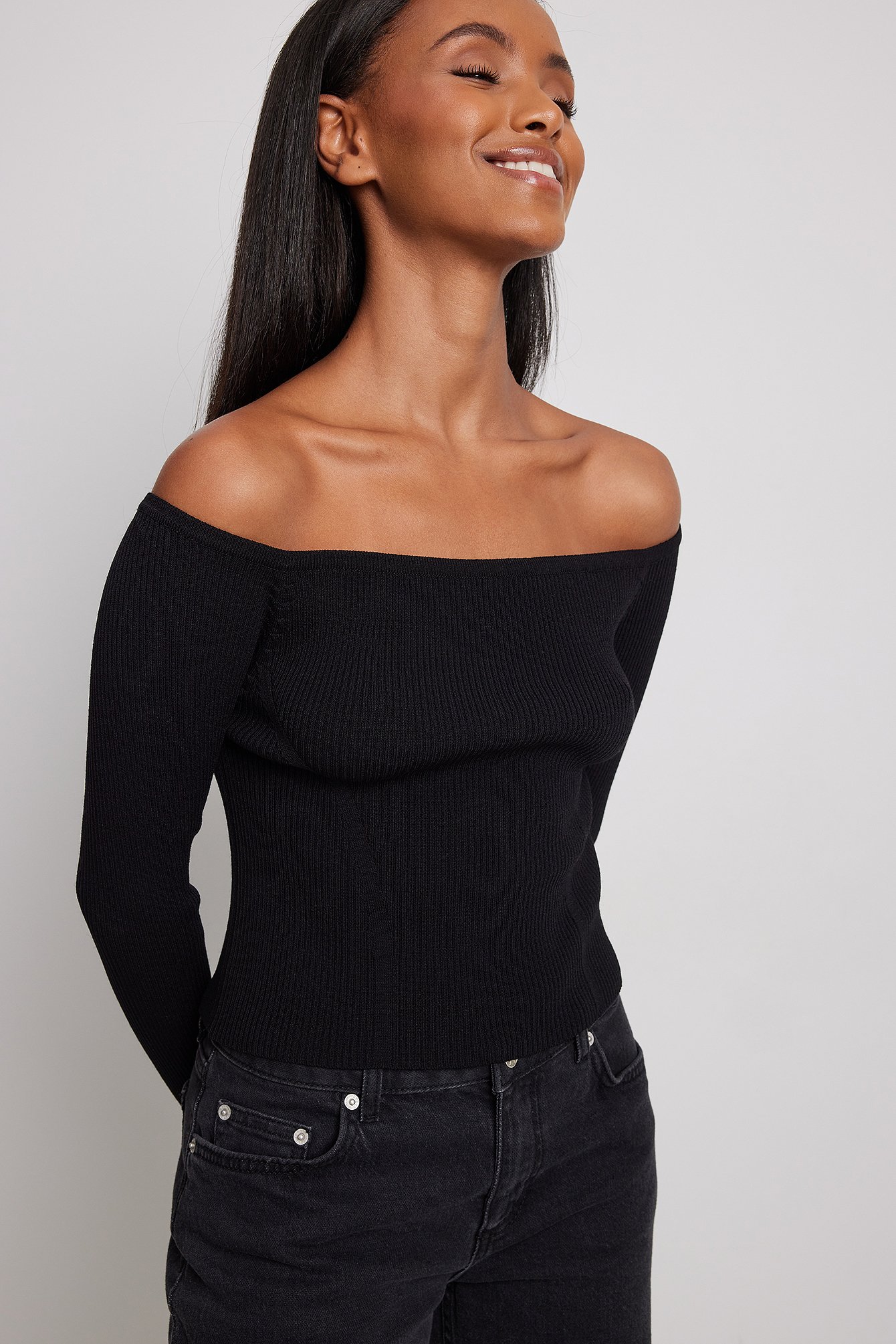 Baellerry Forever Off-The-Shoulder Top light grey flecked casual look Fashion Tops Off-The-Shoulder Tops 
