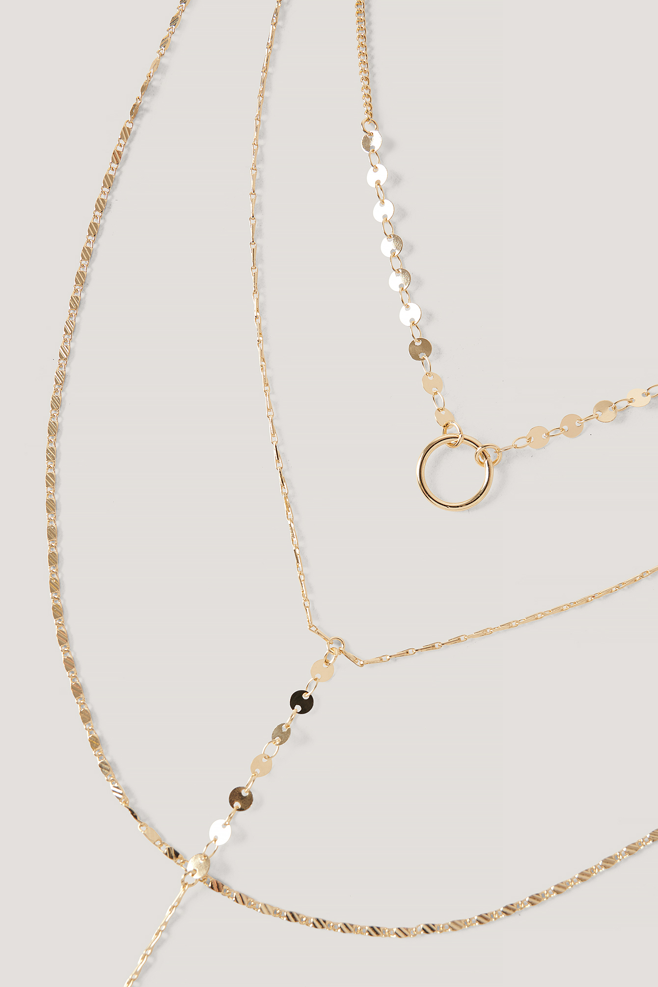 Fine Ring Detailed Drop Necklaces Gold