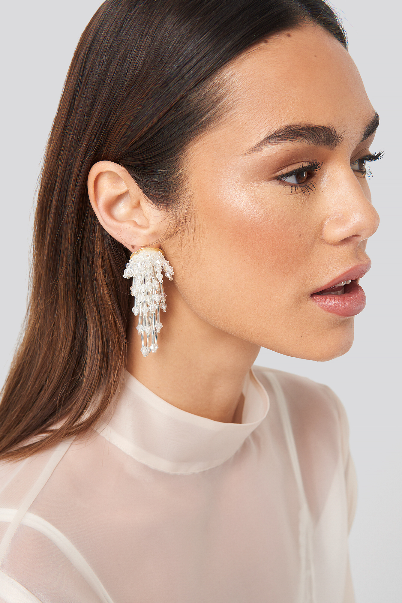 Sparkling Firework Beaded Earrings Transparent