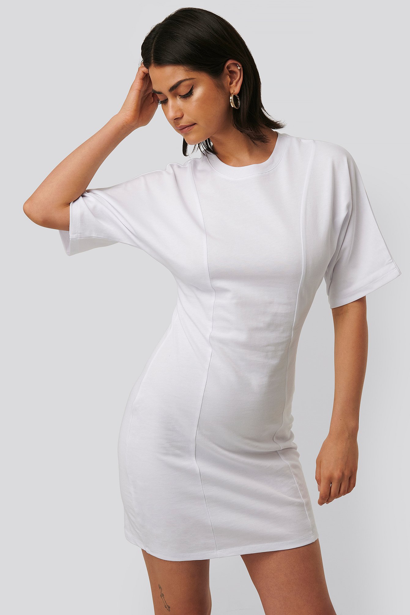 White Fitted T-shirt Dress
