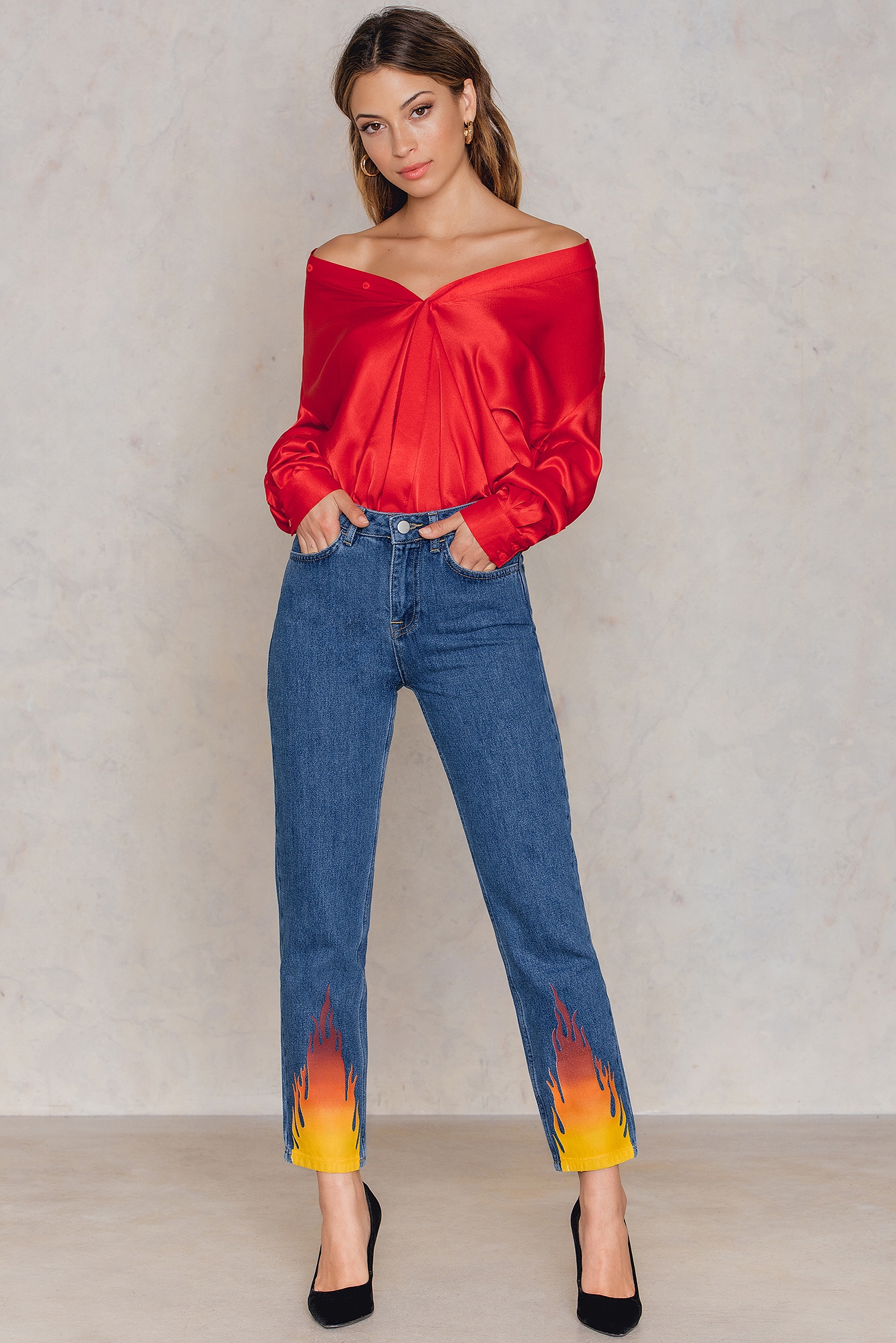 flames on bottom of jeans